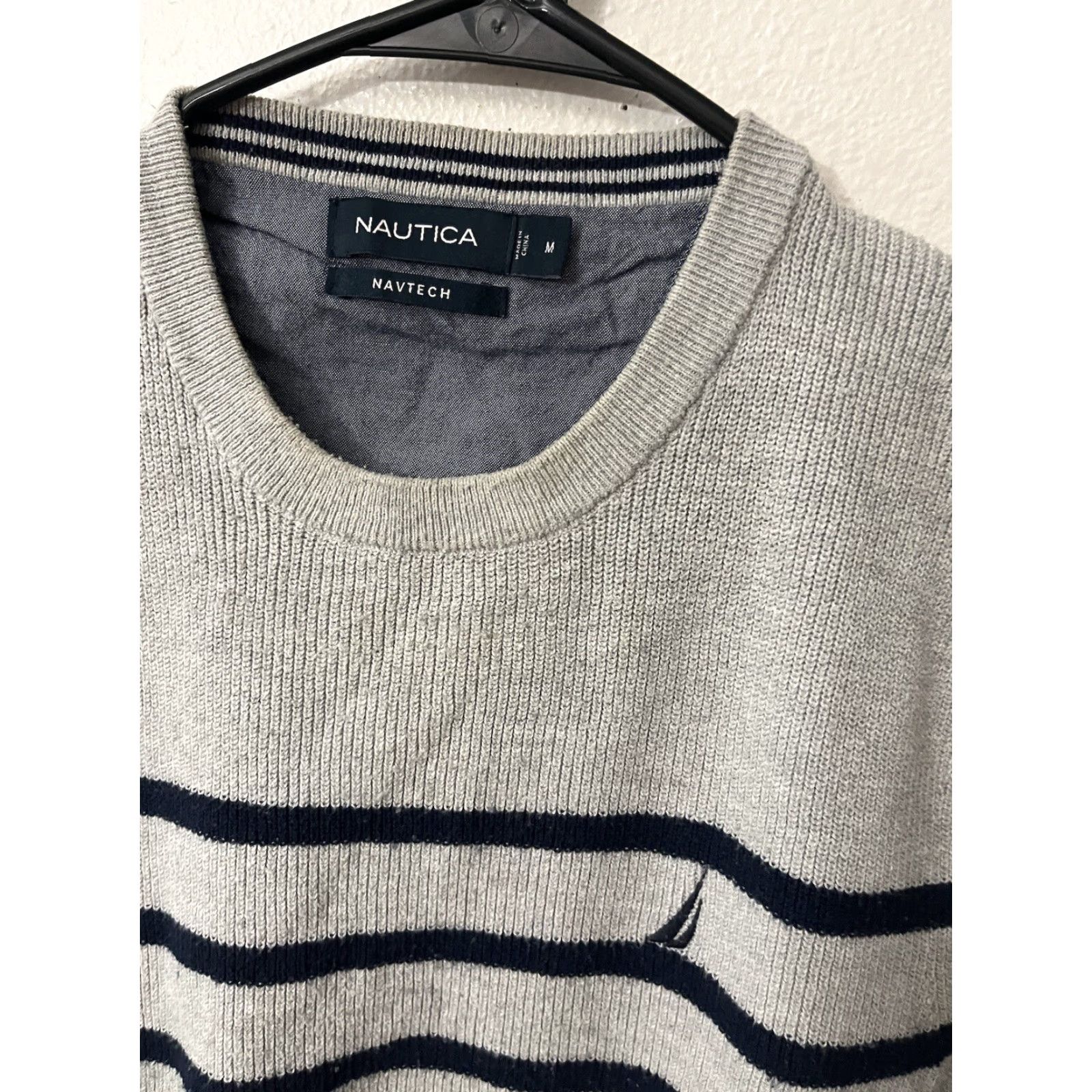 Nautica Nautica Mens Sweater Crew Neck Logo Cotton Gray M Size US M / EU 48-50 / 2 - 2 Thumbnail