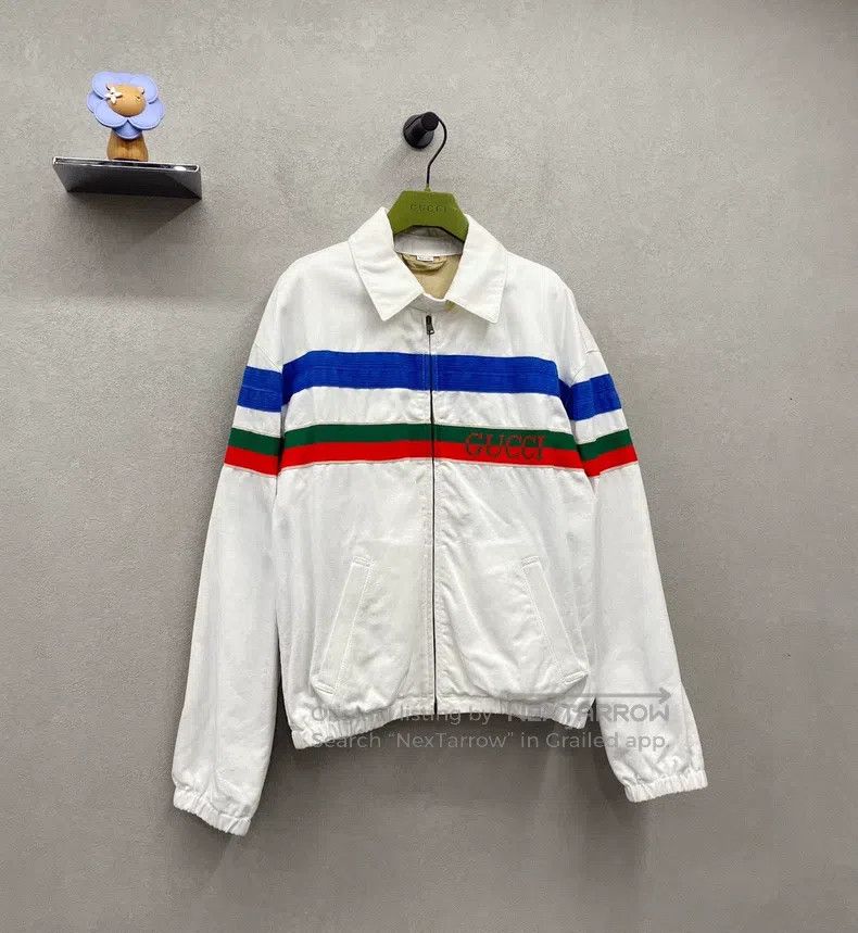 Gucci Gucci Striped zippered white jacket Size US S / EU 44-46 / 1 - 3 Thumbnail