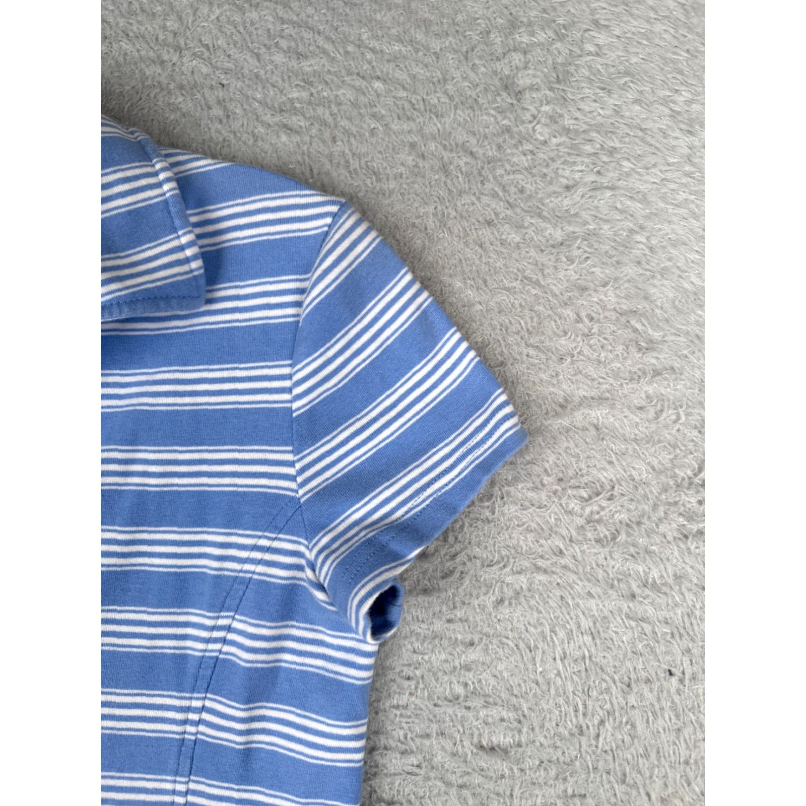 Tommy Hilfiger Tommy Hilfiger Polo Shirt Juniors Medium Blue Stripe Cotton Blend Short Sleeve Size M / US 6-8 / IT 42-44 - 2 Thumbnail