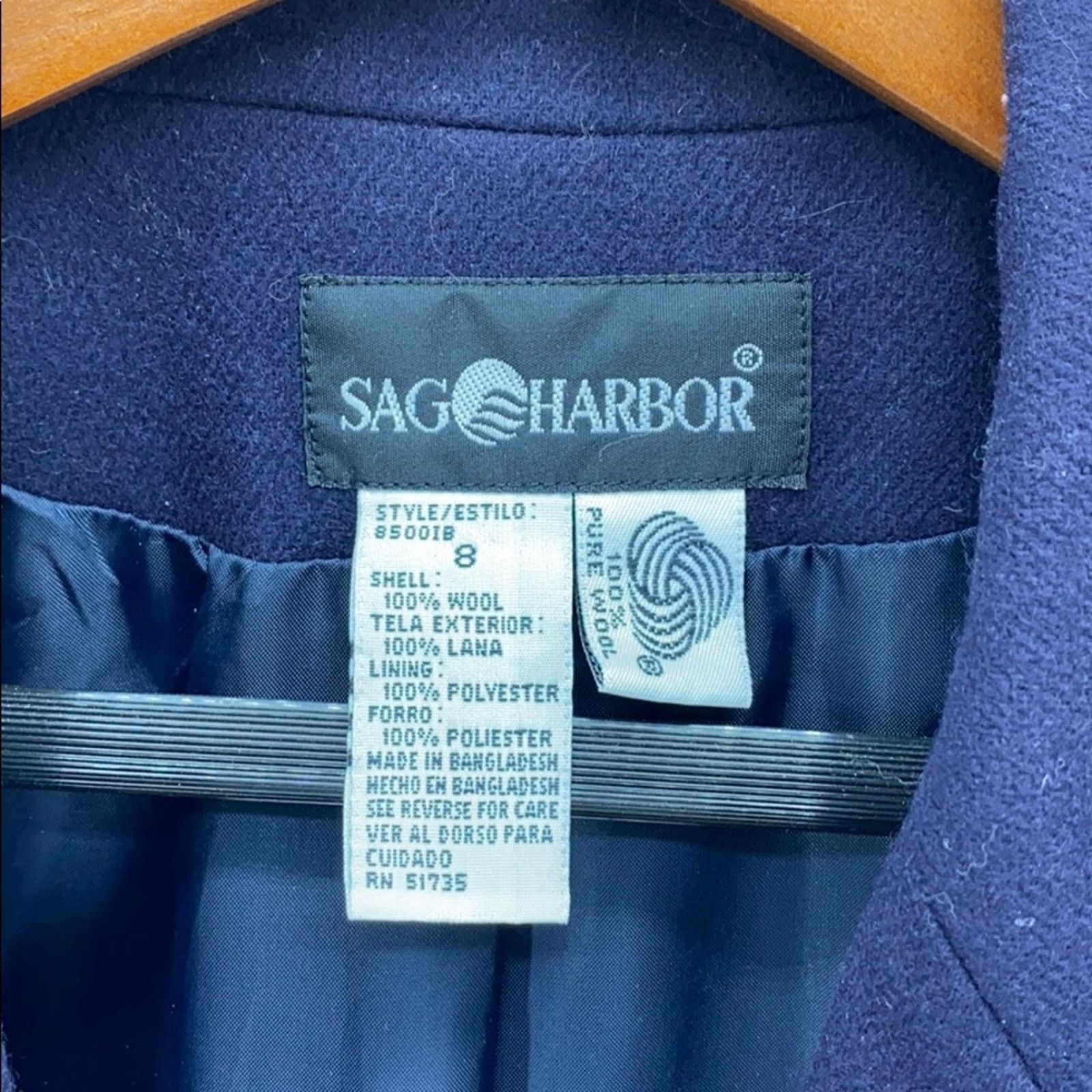 Vintage Vintage Sag Harbor wool blue boxy blazer oversized chic Size M / US 6-8 / IT 42-44 - 4 Thumbnail