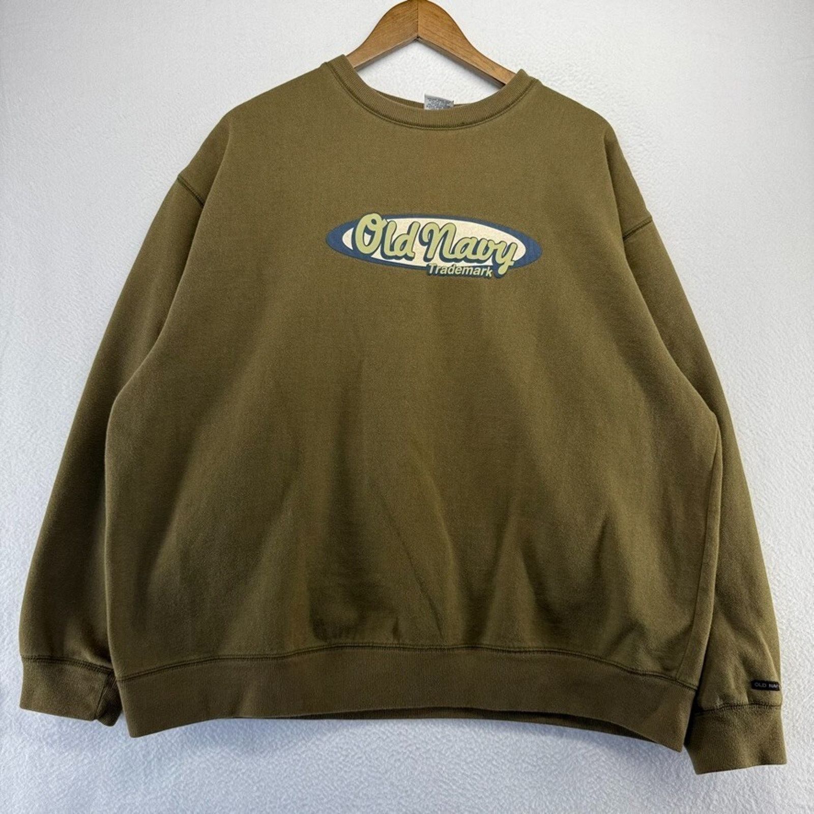 Old Navy × Vintage Vintage Old Navy Sweatshirt Men's 2XL Green Faded Crewnec Size US XXL / EU 58 / 5 - 1 Thumbnail