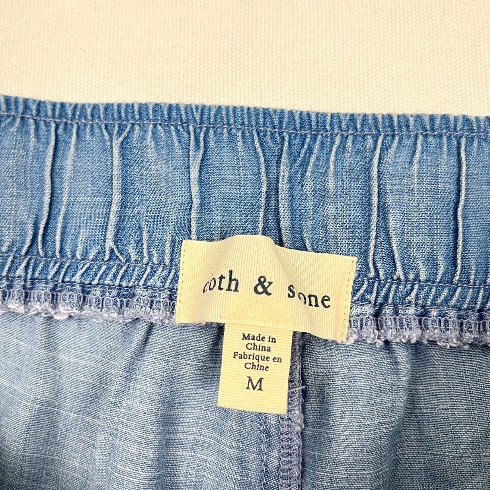 CLOT Cloth & Stone Pants Womens Medium W32 I31 Chambray Blue Wide-Leg Split Hem Print Size 32" / US 10 / IT 46 - 2 Thumbnail