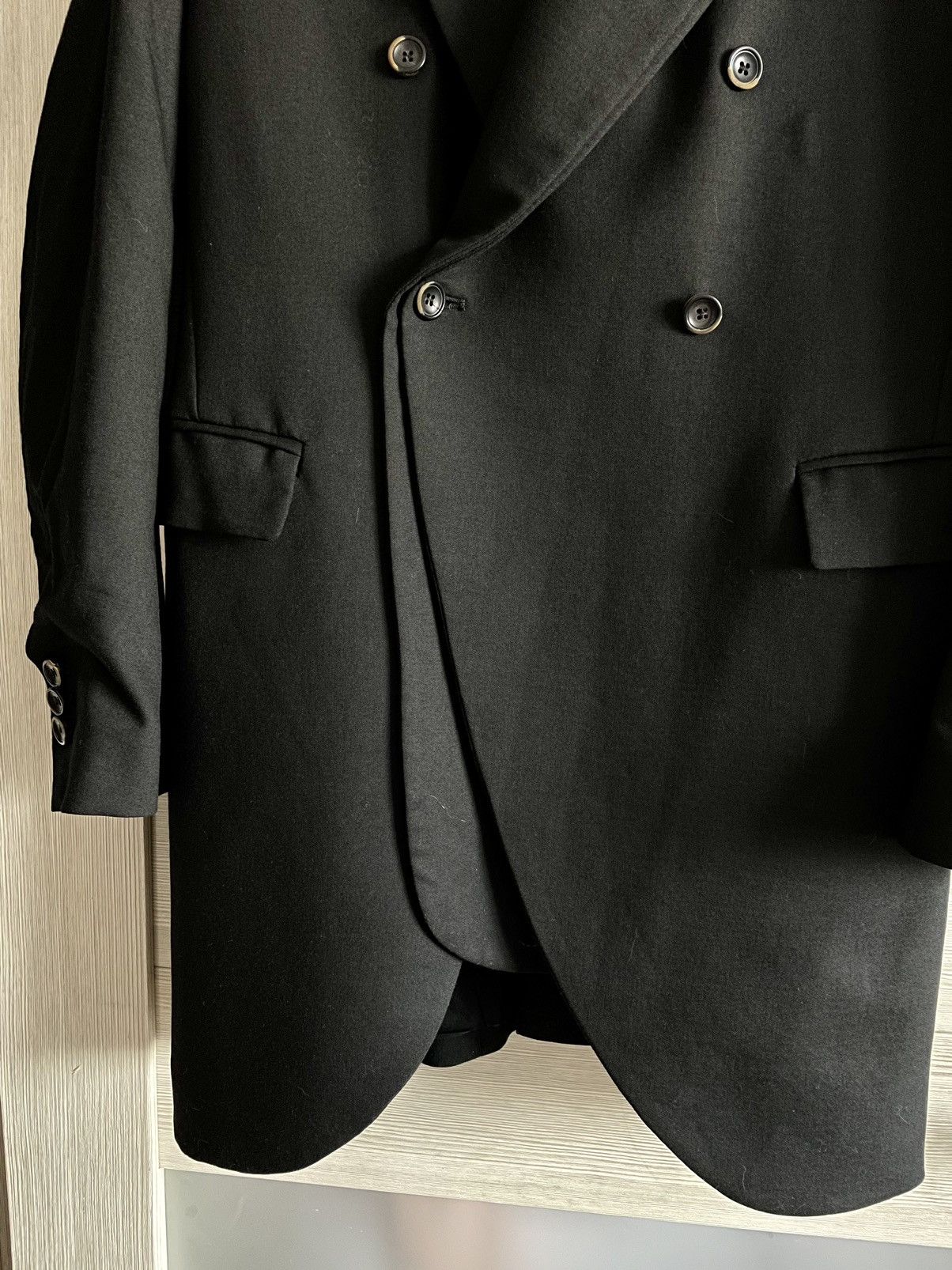 Masnada Masnada Black Double Breasted Anatomical Long Layered Coat Size US M / EU 48-50 / 2 - 6 Thumbnail