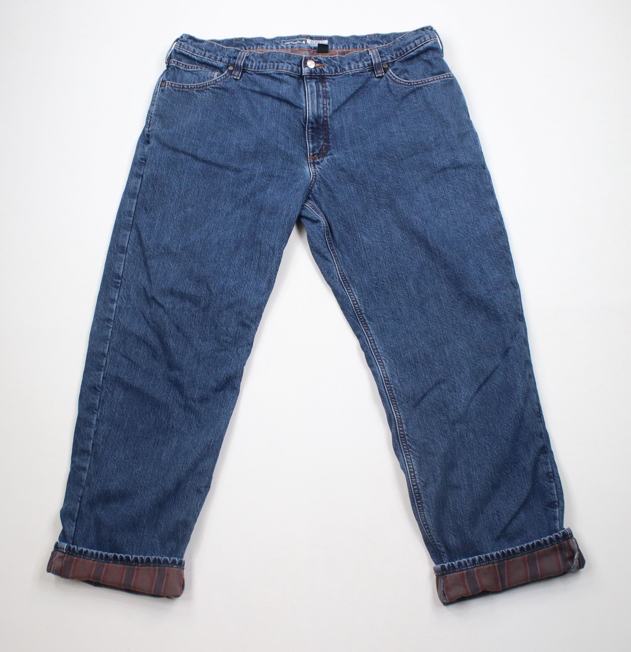 Carhartt × Vintage Vintage Carhartt Flannel Lined Relaxed Fit Denim Jeans Blue Size US 42 / EU 58 - 1 Thumbnail