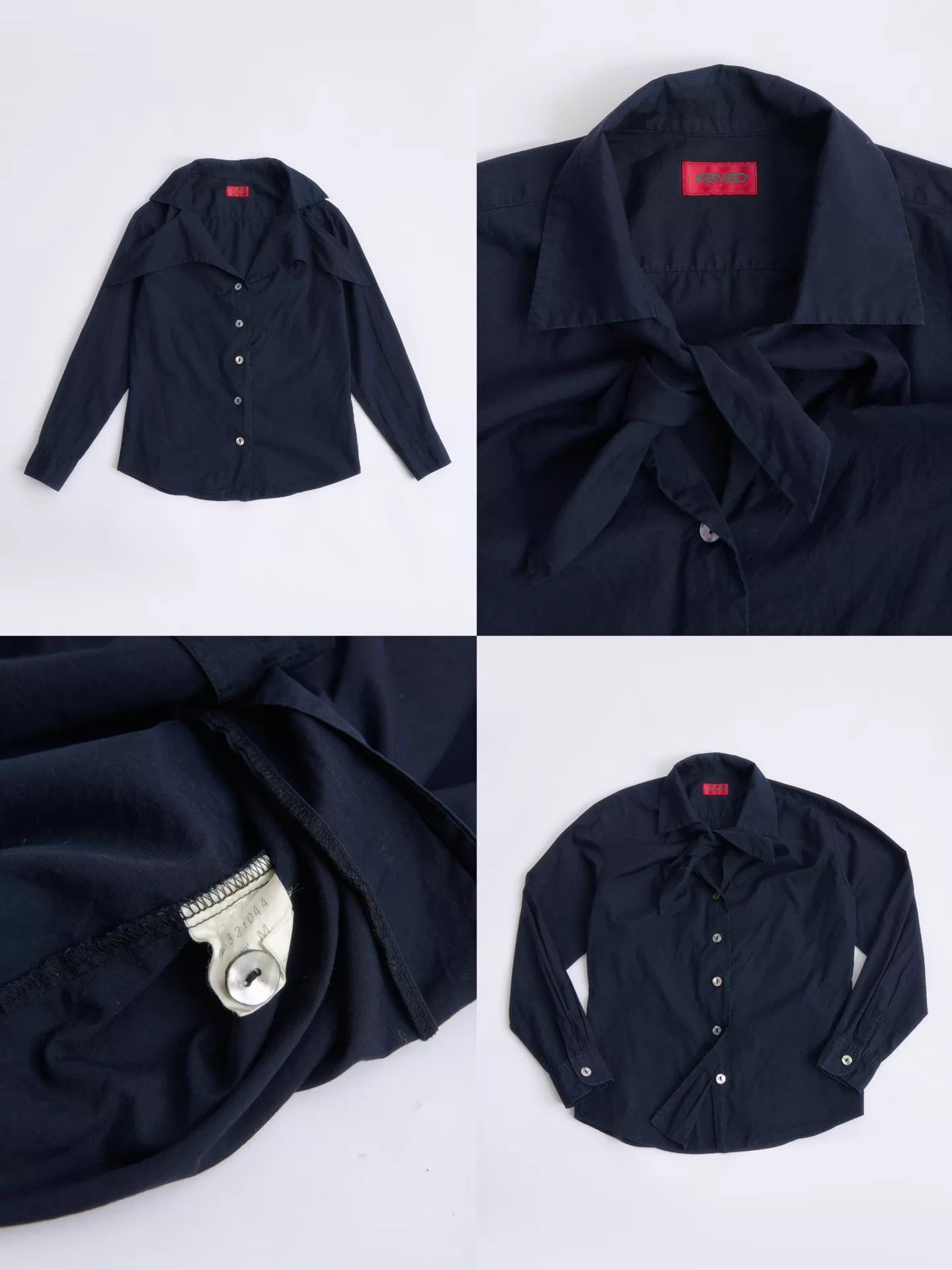 Kenzo KENZO 80s Paris Navy Bow Tie Shirt Size M / US 6-8 / IT 42-44 - 9 Thumbnail