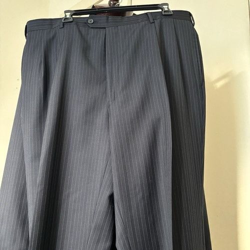Jos. A. Bank Jos. A. Bank Mens 44L Navy Striped 100% Wool 2 Piece Suit Wi Size 44L - 18 Thumbnail