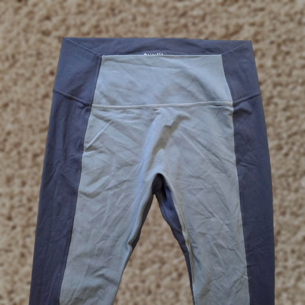 Athleta Athleta Leggings Women 1X Colorblock Blue 7/8 Tight Stretch Athletic Cropped Transcend Activewear 23 in Inseam Size 40" / US 18 - 1 Thumbnail