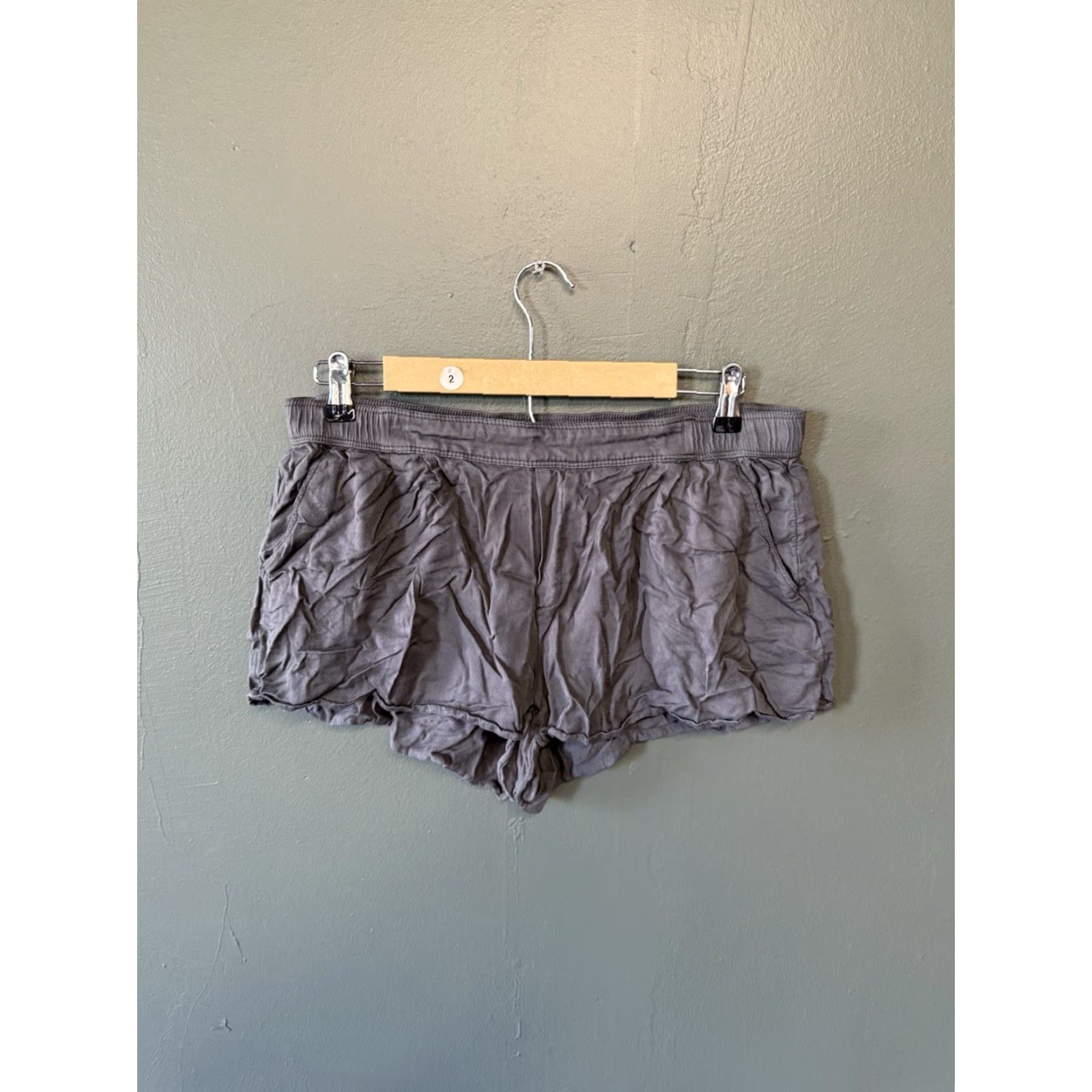 Vintage Aerie Womens Gray Short Shorts L Drawstring Sweat Shorts Women/Gray L Size 36" / US 14 / IT 50 - 2 Thumbnail