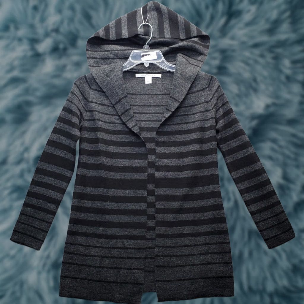 Vintage Max Studio Cardigan Womens XS Multi Striped Casual Long Sleeve Hooded Open Front Size XS / US 0-2 / IT 36-38 - 1 Thumbnail