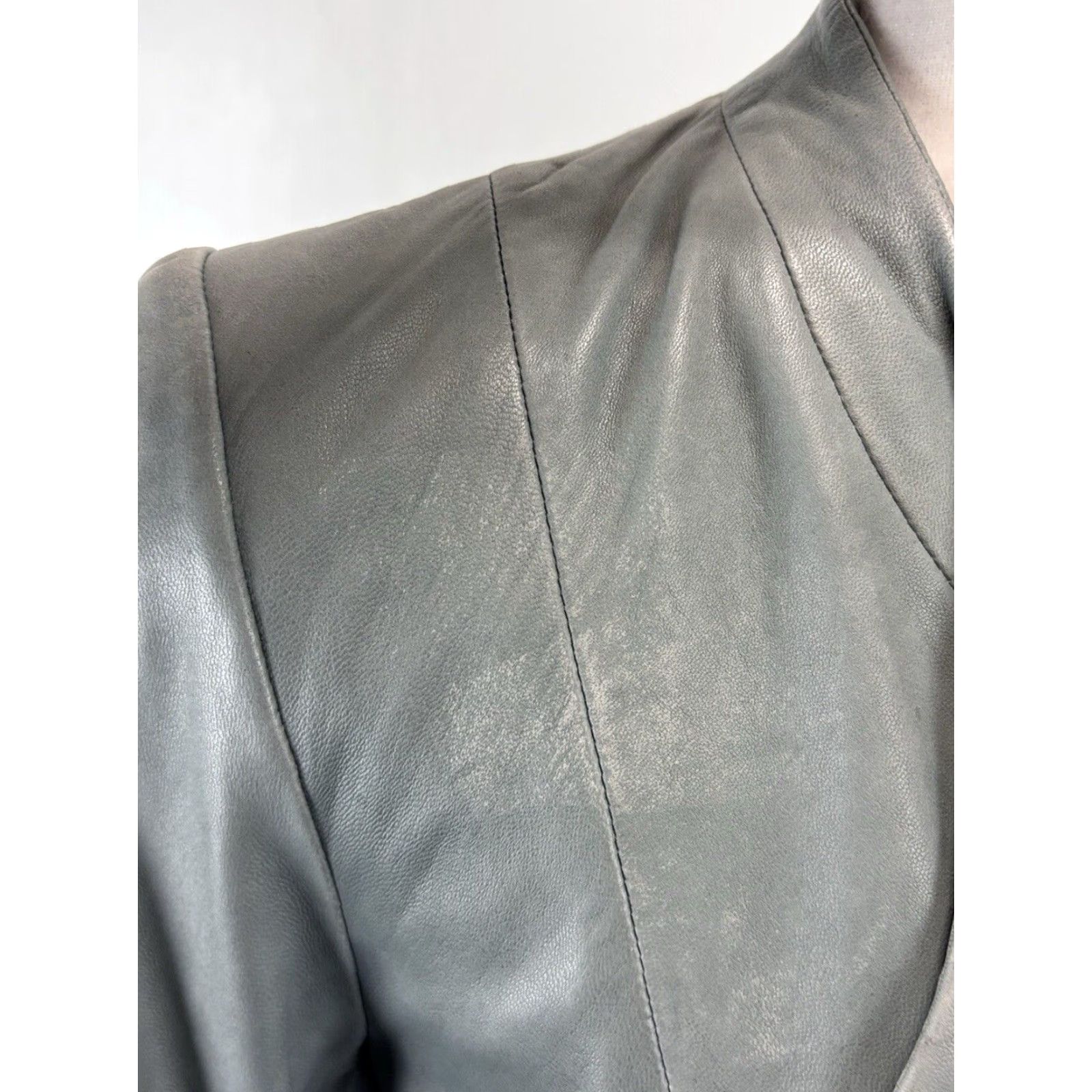 Vintage Women's Leather Blazer Jacket Small Gray Classiques Entier Size S / US 4 / IT 40 - 5 Thumbnail