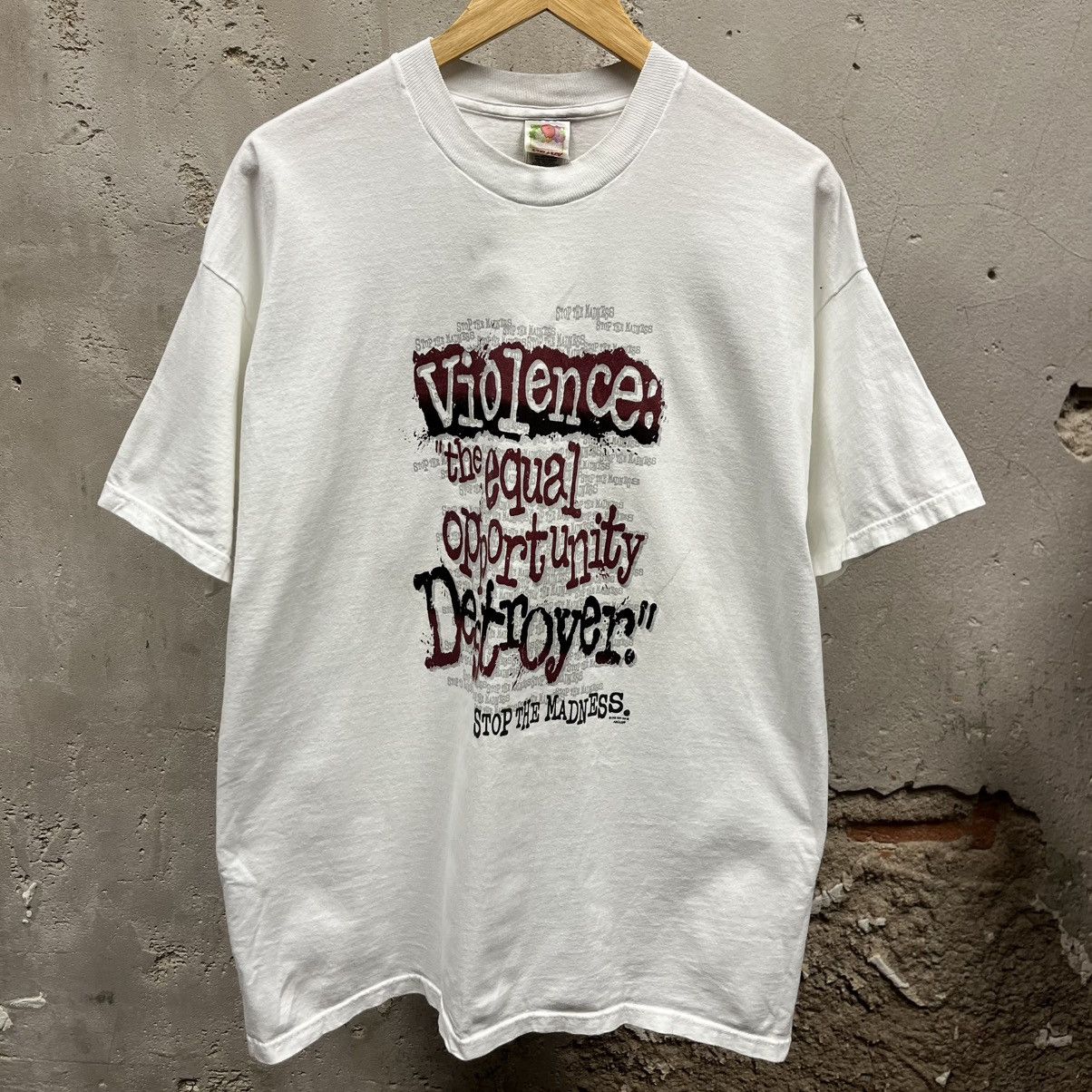 Vintage 90s Argus Violence Equal Opportunity Destroyer Social Tee Size US XXL / EU 58 / 5 - 1 Thumbnail