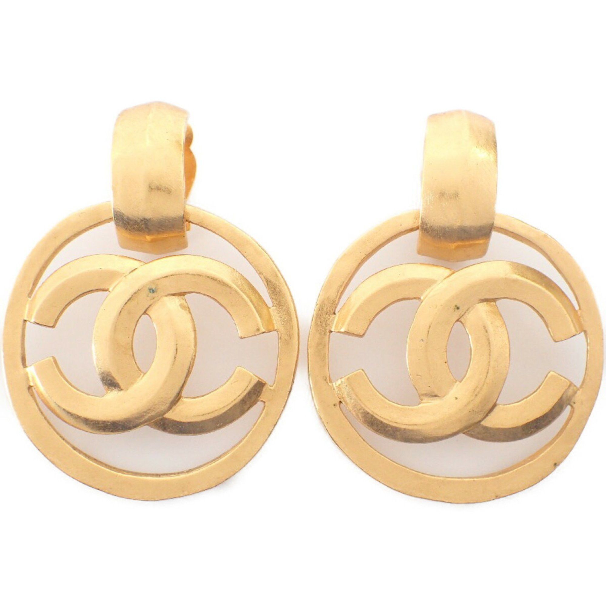 image of Chanel 96P Cc Coco Mark Circle Earrings Gold Women's