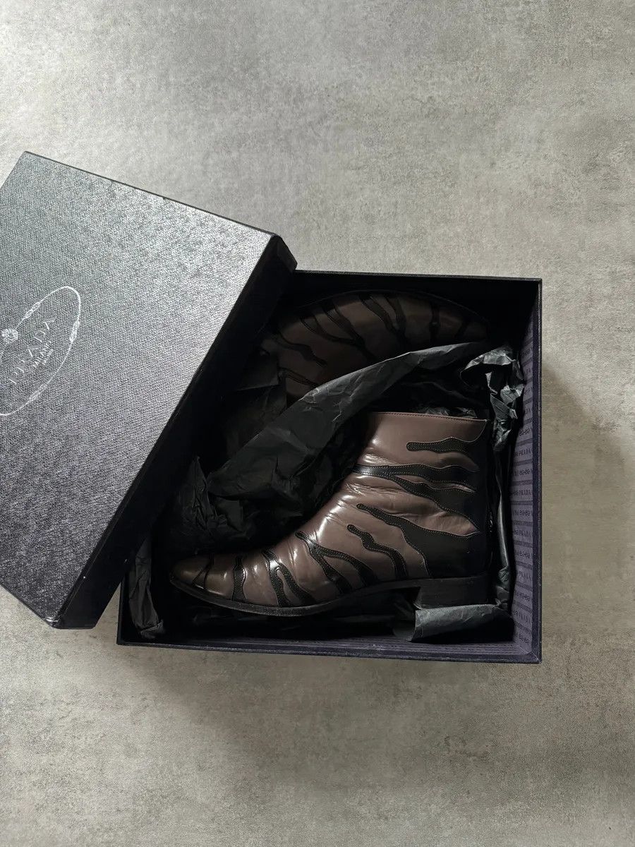 Prada 2000s Prada Zebra Brown Leather Boots Size US 7 / IT 37 - 6 Thumbnail