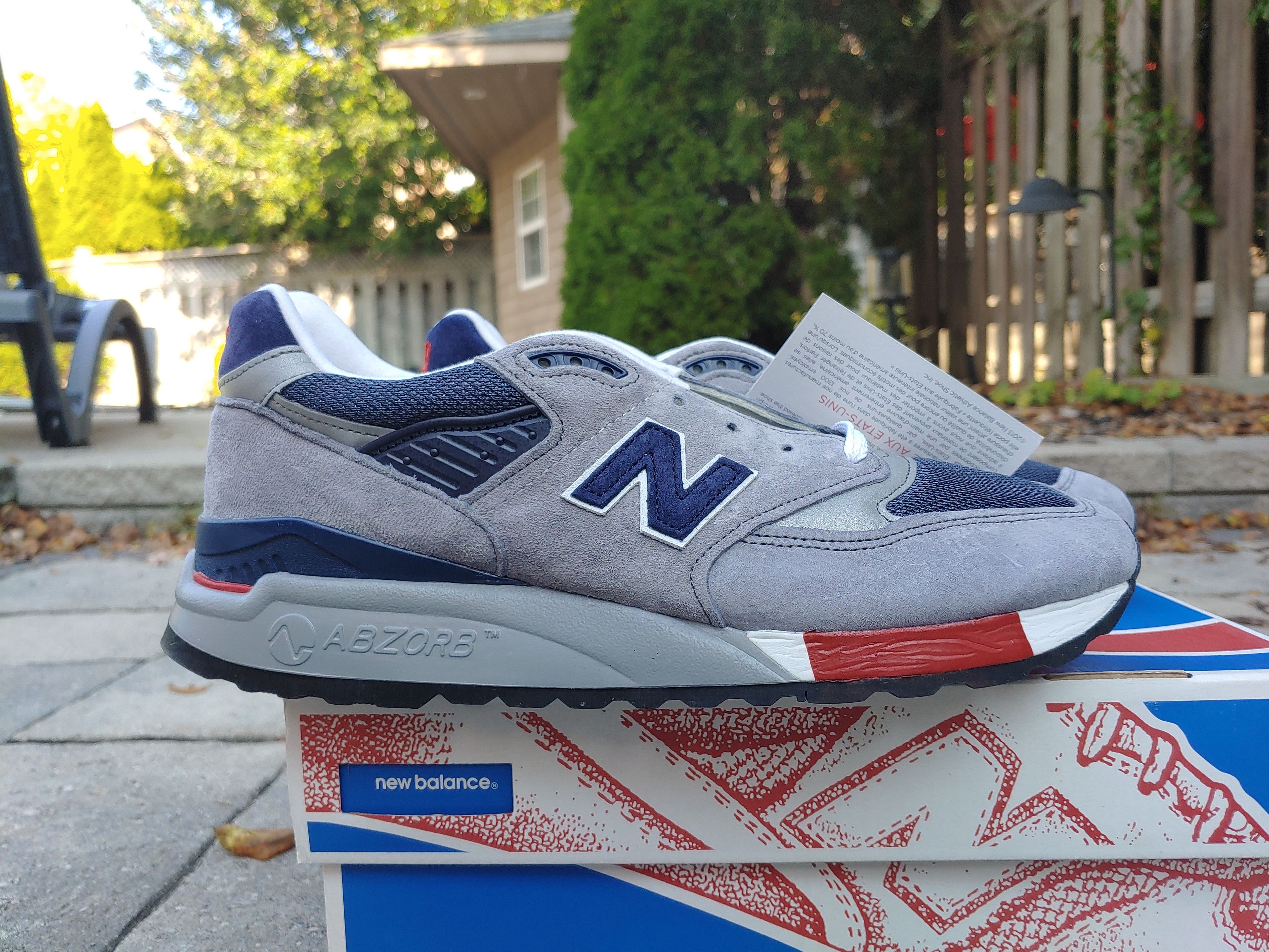 New balance 998 grey navy red hotsell