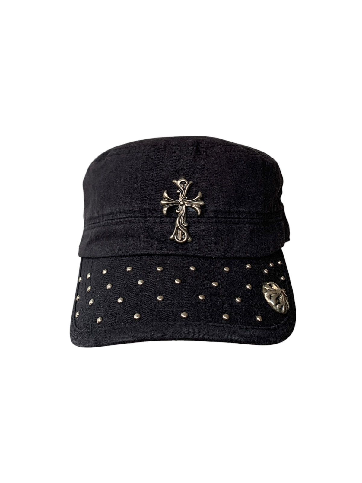 Saint Studded Cadet Hat Chrome Heart Style Sign Cross