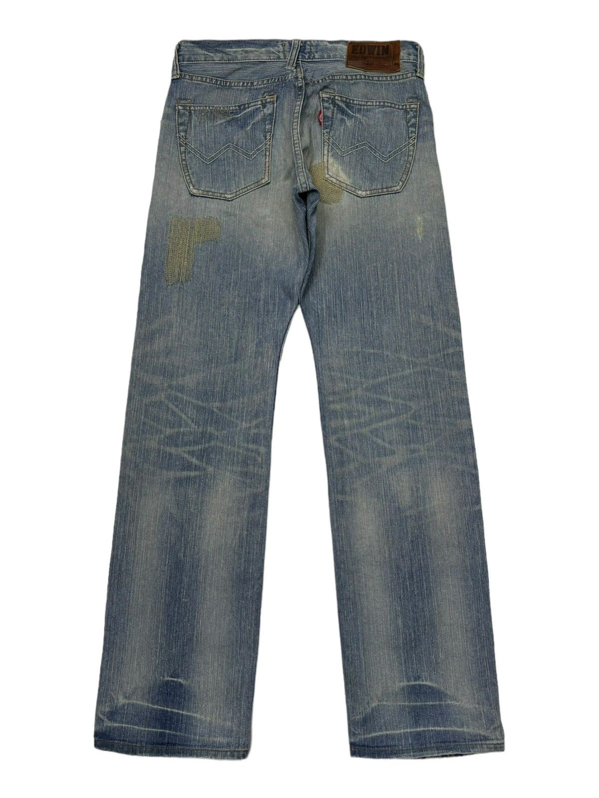 Kapital ❤️‍🔥EDWIN DISTRESS PATCHWORK KAPITAL STYLE DENIM JEANS Size US 31 - 3 Thumbnail