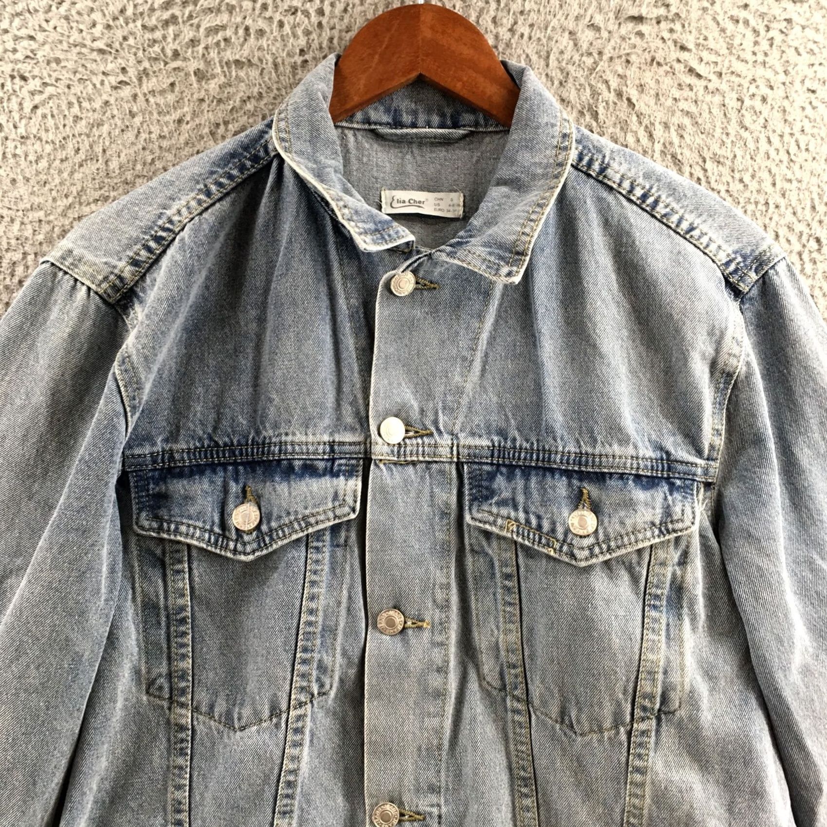 Denime Elia Cher Jacket Womens Small Blue Western Fringe Button Up Denim Jean Coat Shirt Size 28" / US 6 / IT 42 - 2 Thumbnail