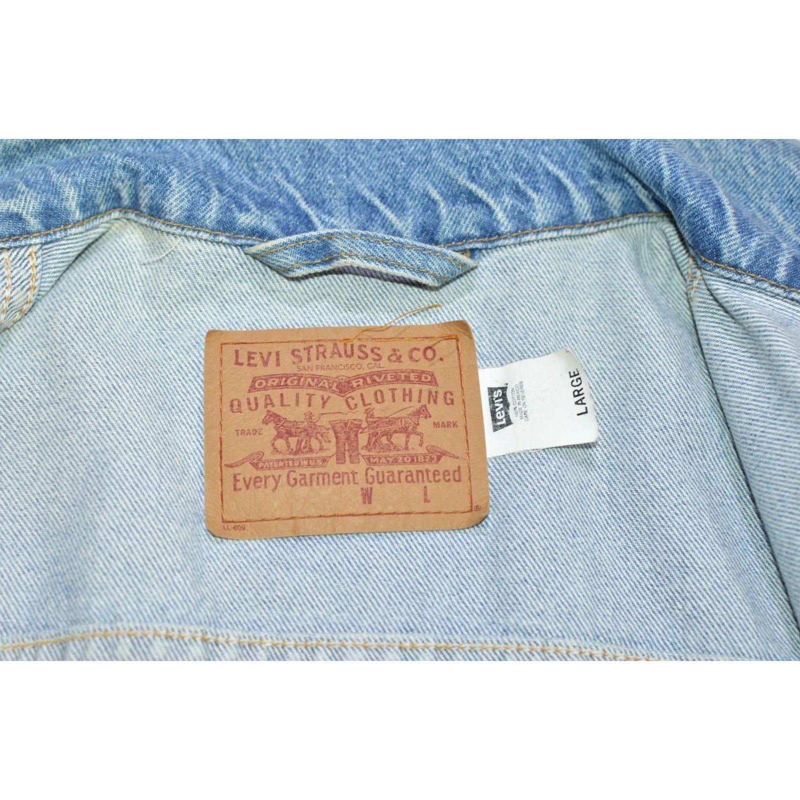 Levi's VINTAGE Levi's Denim Jacket Wmns L Blue 1990s Size L / US 10 / IT 46 - 6 Thumbnail