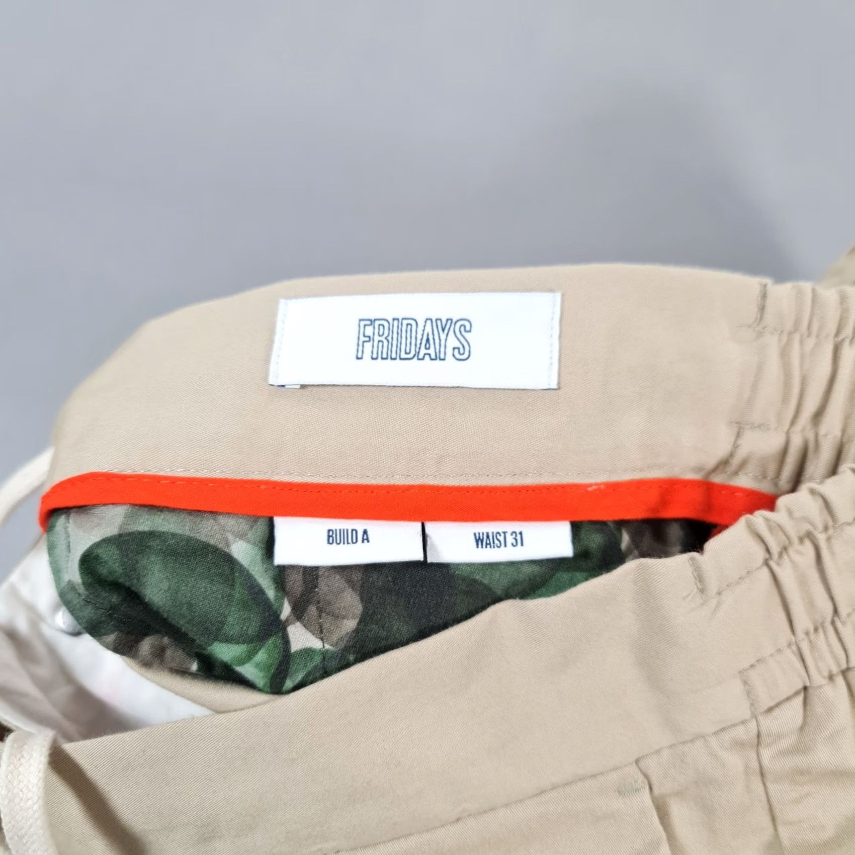 Vintage Spoke Mens Chino Trousers Beige W31 L25 Stretch Cotton Elastic Waist Flat Front Slim Regular Size US 31 - 7 Thumbnail