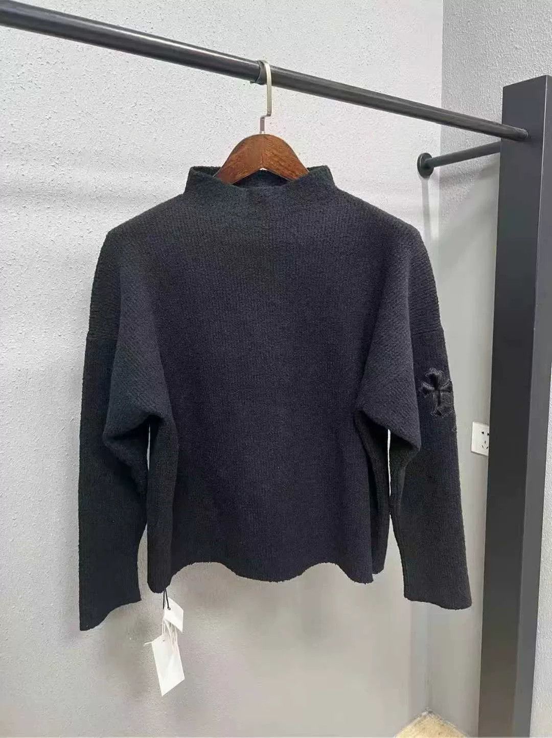 chrome hearts black cross knit sweater
