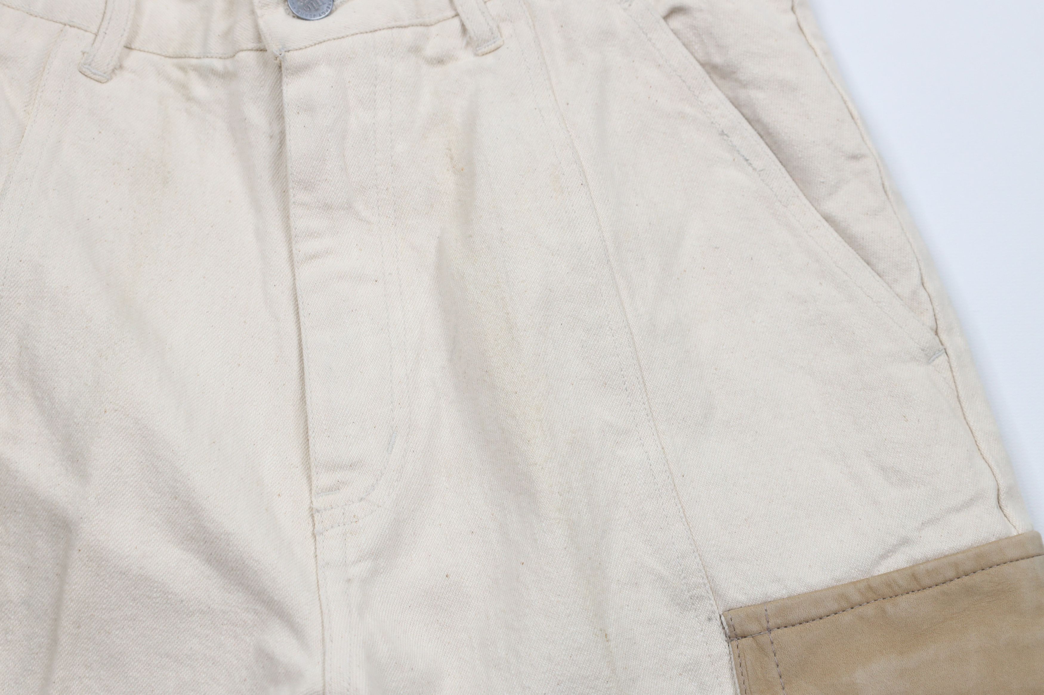 Vintage Deadstock Vintage 90s Streetwear Leather Denim Cargo Shorts Size US 29 - 5 Thumbnail