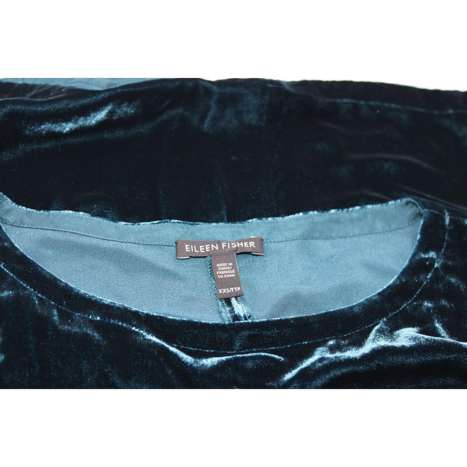 Eileen Fisher EILEEN FISHER Teal Velvet Crew Neck 3/4 Sleeve Dress Sz XXS Size XXS / US 00 / IT 34 - 6 Thumbnail