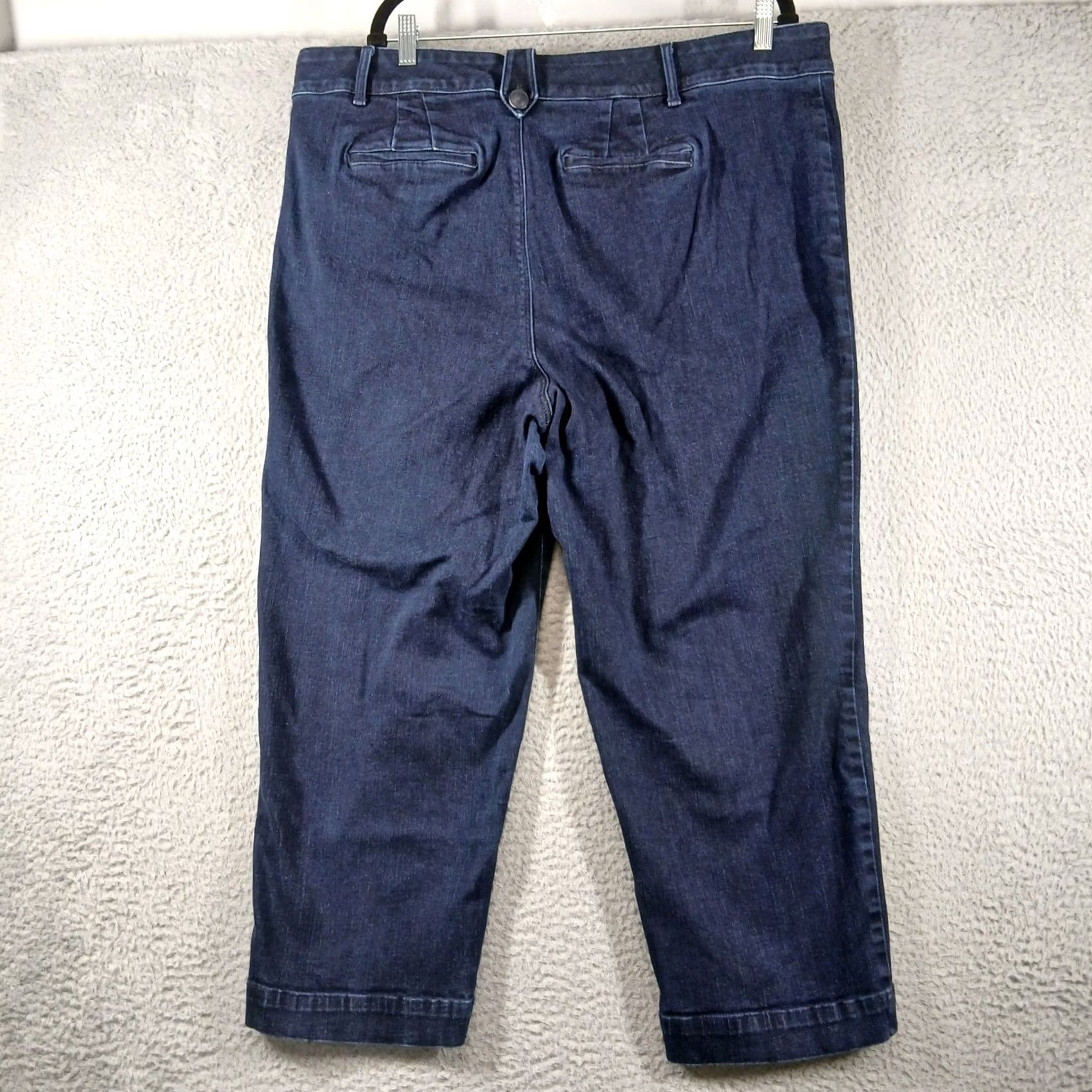 Talbots VINTAGE? No. Talbots Sailor Jeans Womens 20W Dark Wash Cropped Button Front Trousers Size 42" / US 20 - 3 Thumbnail