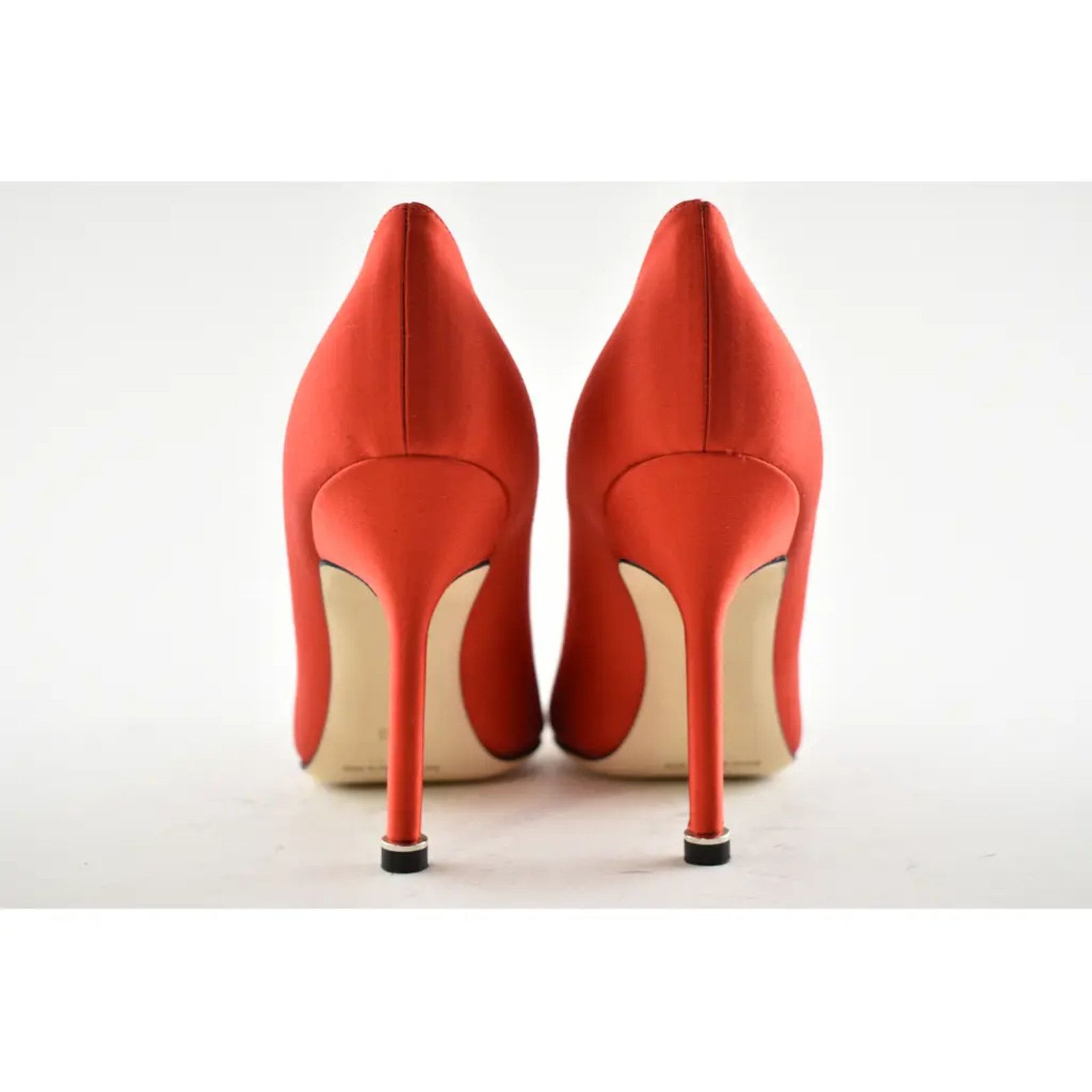 Manolo Blahnik Hangisi 105 Rosso Satin Crystal Jewel Buckle Heel Pump 36.5 Size US 6.5 / IT 36.5 - 11 Thumbnail