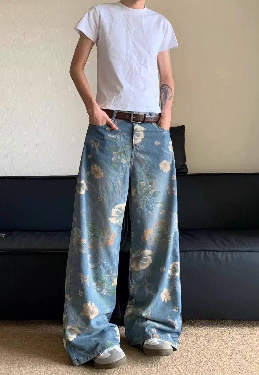 Other Unisex Retro floral jeans Size US 30 / EU 46 - 1 Thumbnail