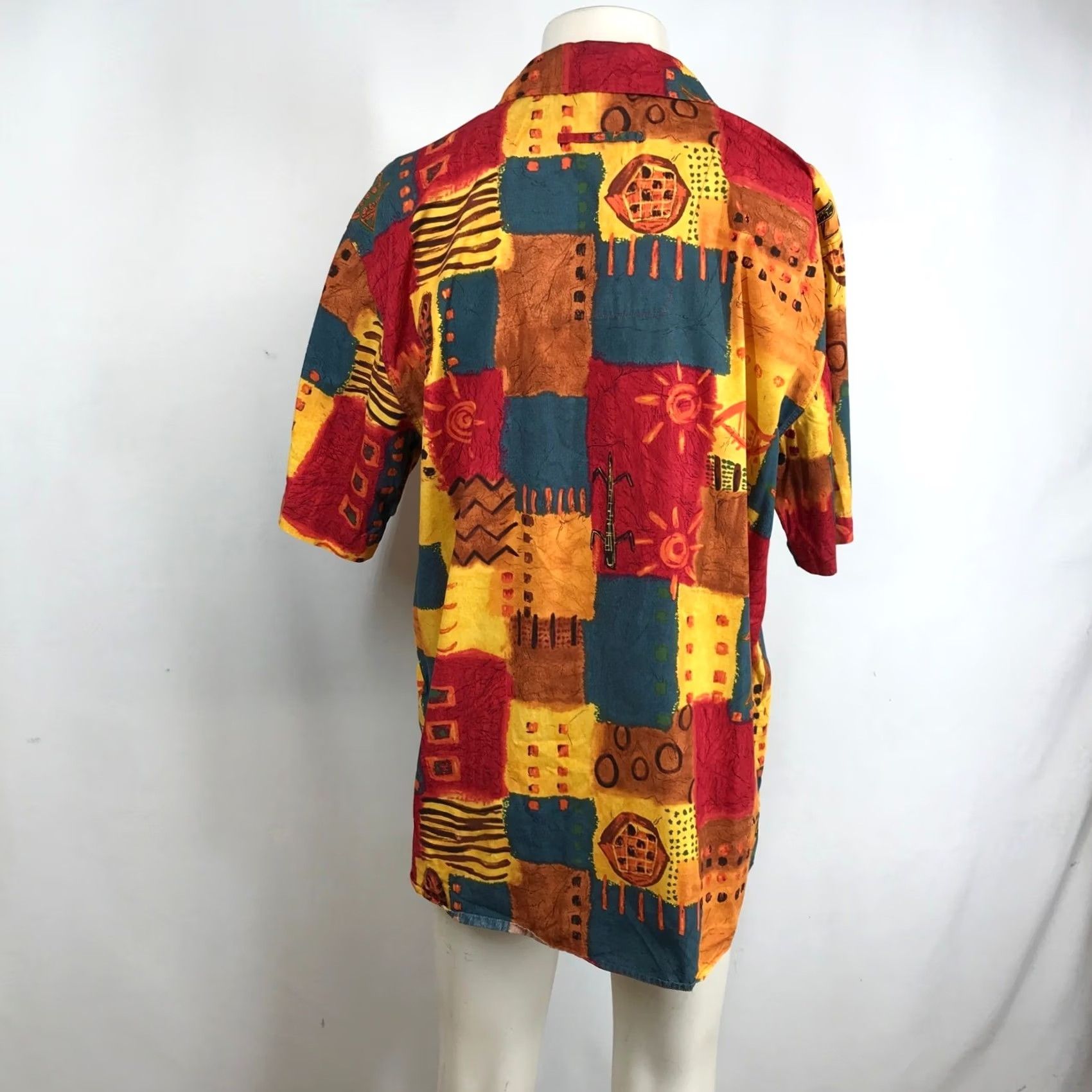 The Territory Ahead The Territory Ahead Mens Short Sleeve Cotton Tribal Patchwork Shirt Size US M / EU 48-50 / 2 - 5 Thumbnail