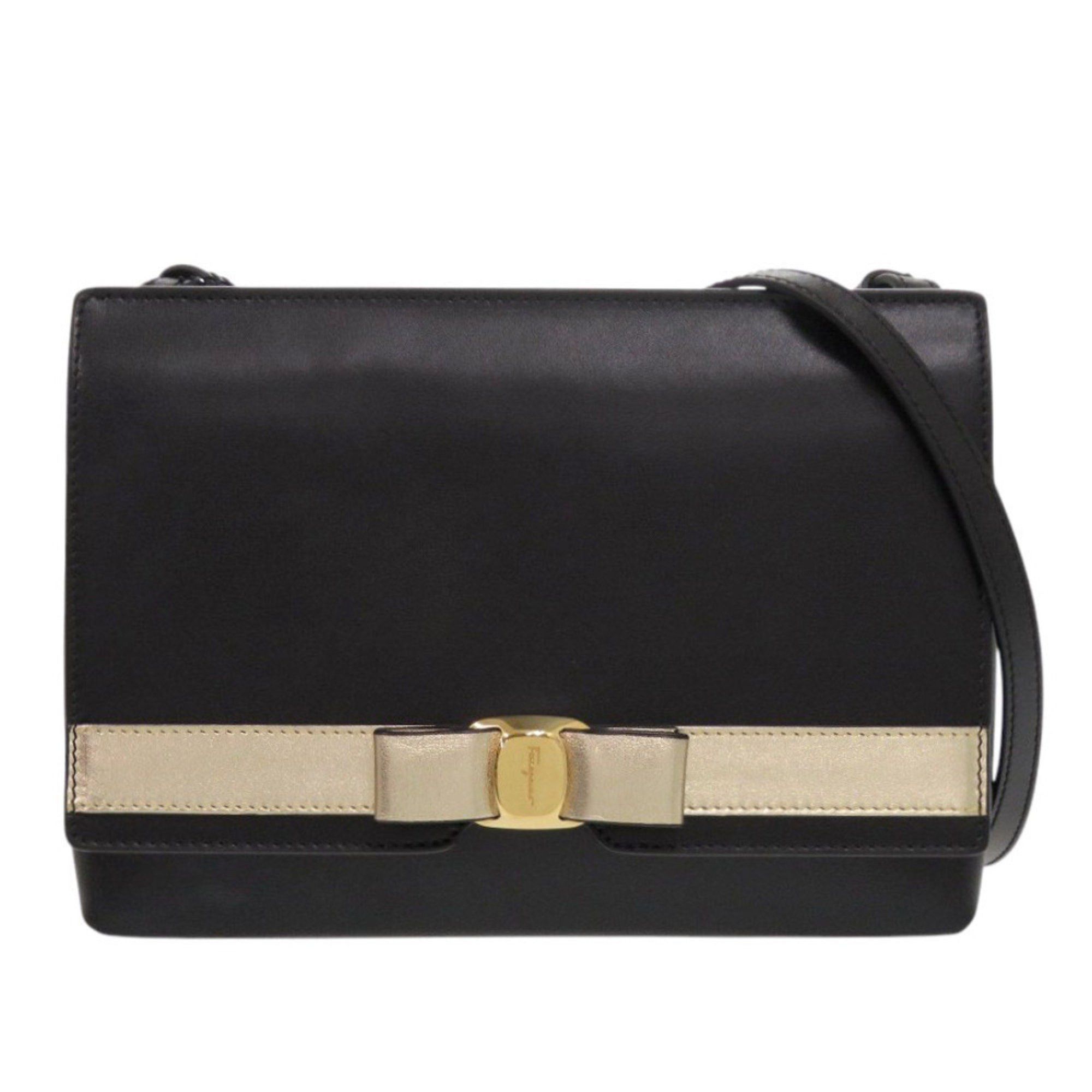 Salvatore Ferragamo Salvatore Ferragamo Vara Ribbon Leather Black Shoulder Bag 0529 Size ONE SIZE - 1 Thumbnail