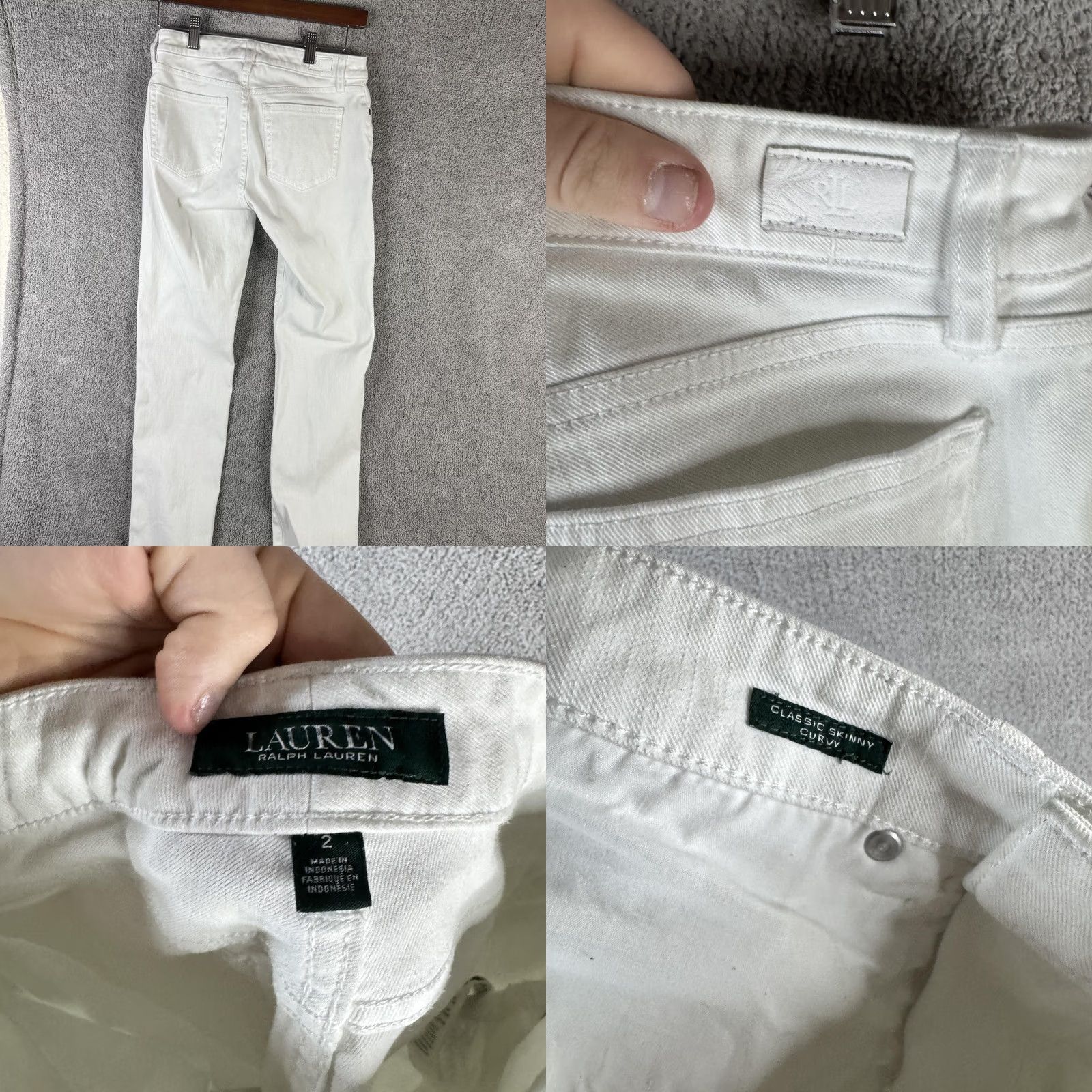 Ralph Lauren Lauren Ralph Lauren Classic Skinny Curvy Jeans Womens 2 White Mid Rise Stretch Denim 5-Pocket Zip Button Size 26" / US 2 / IT 38 - 8 Thumbnail