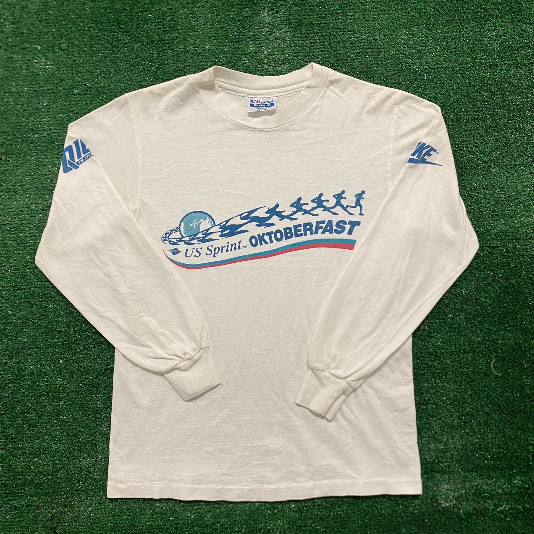 Nike Vintage 80s Nike Running 5K Single Stitch Long Sleeve Tee Size US S / EU 44-46 / 1 - 1 Thumbnail