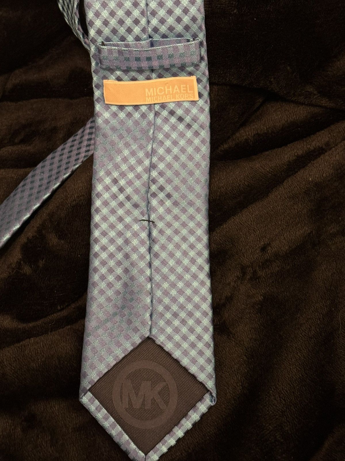 Michael Kors Michael Kors Blue Check Pattern Men's Dress Tie Size ONE SIZE - 7 Thumbnail