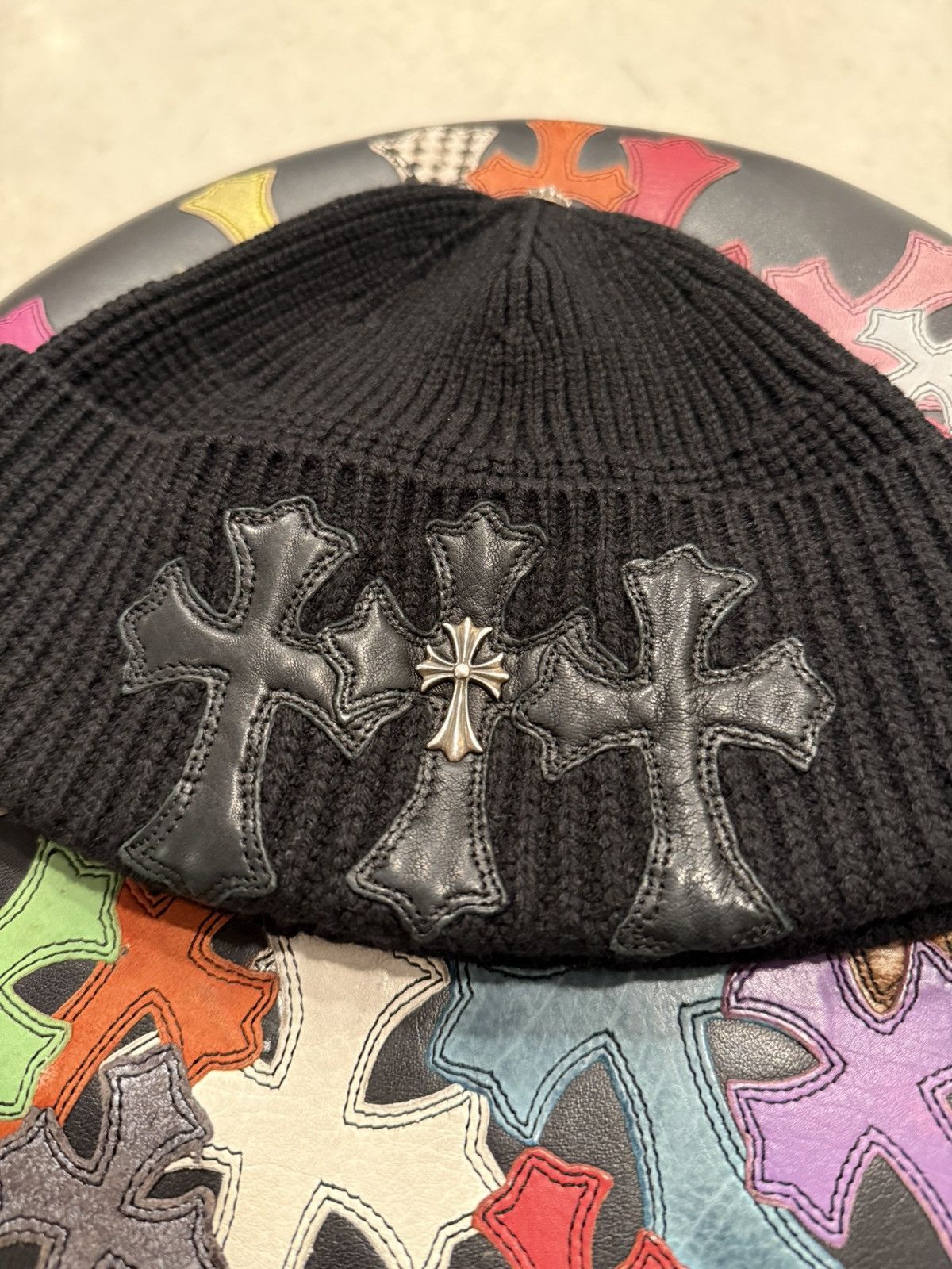 Chrome Hearts Chrome Hearts Cashmere Triple Cross Patch Beanie Size ONE SIZE - 2 Thumbnail
