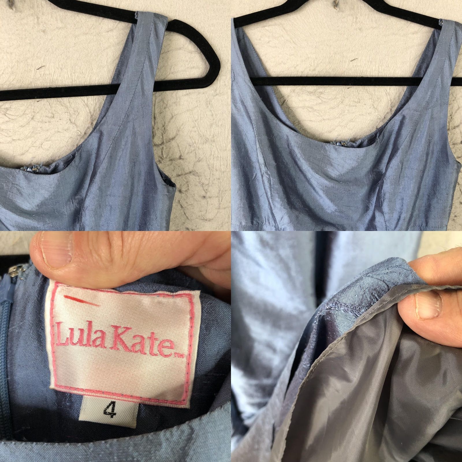 Vintage Lula Kate Dress Womens 4 Blue Silk Maxi Scoop Neck Sleeveless Formal Gown Size S / US 4 / IT 40 - 9 Thumbnail