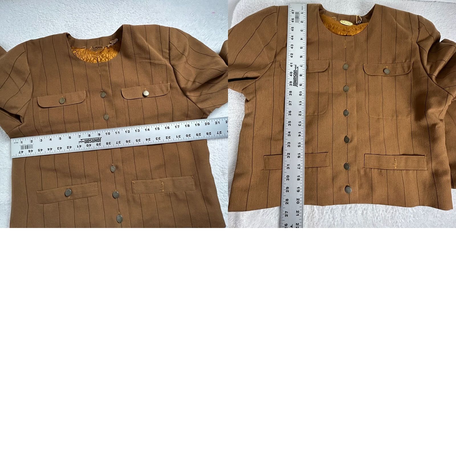 Vintage Vintage Jugoexport Mirjana Maric Womens Pinstripe Blazer Jacket Small Brown Size S / US 4 / IT 40 - 8 Thumbnail