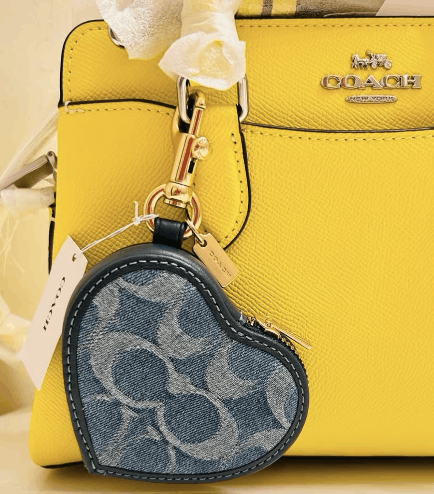 Coach Heart Bag Charm In Signature Denim CDF55 Size ONE SIZE - 1 Thumbnail
