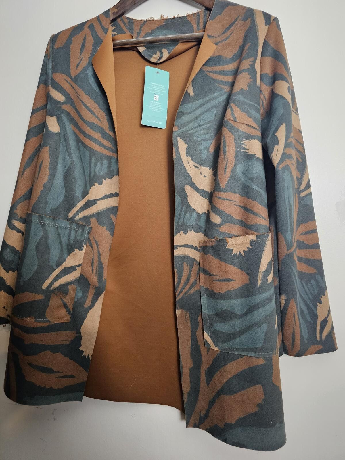 Unknown London NWT Italian Designer Jacket Brown Womens Size L Open Front Size L / US 10 / IT 46 - 1 Thumbnail