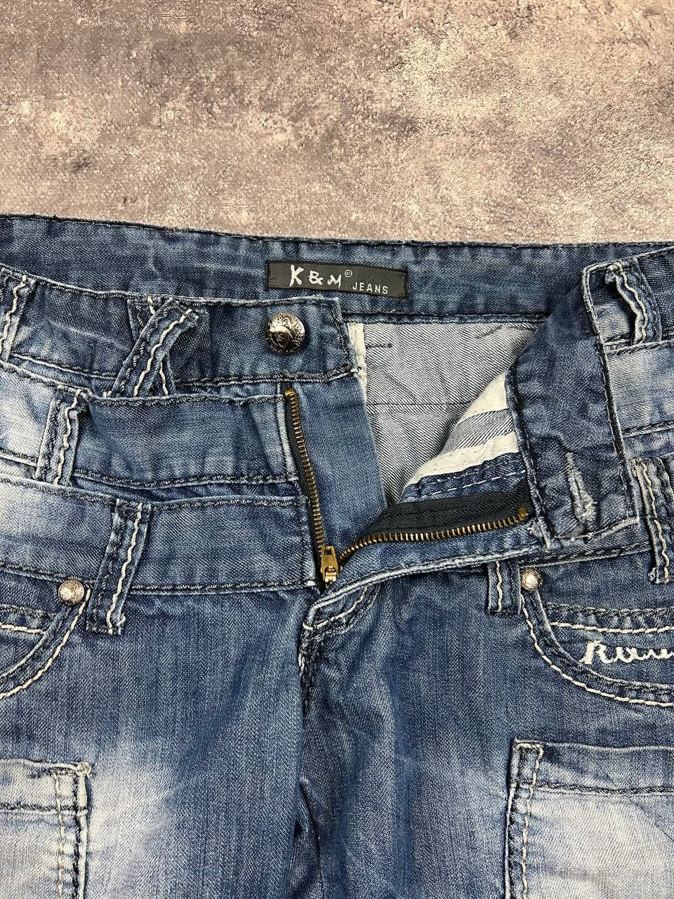 Vintage Kosmo Lupo Belted Denim Jeans Rare Big Logo Y2K Avant Garde Size US 31 - 5 Thumbnail