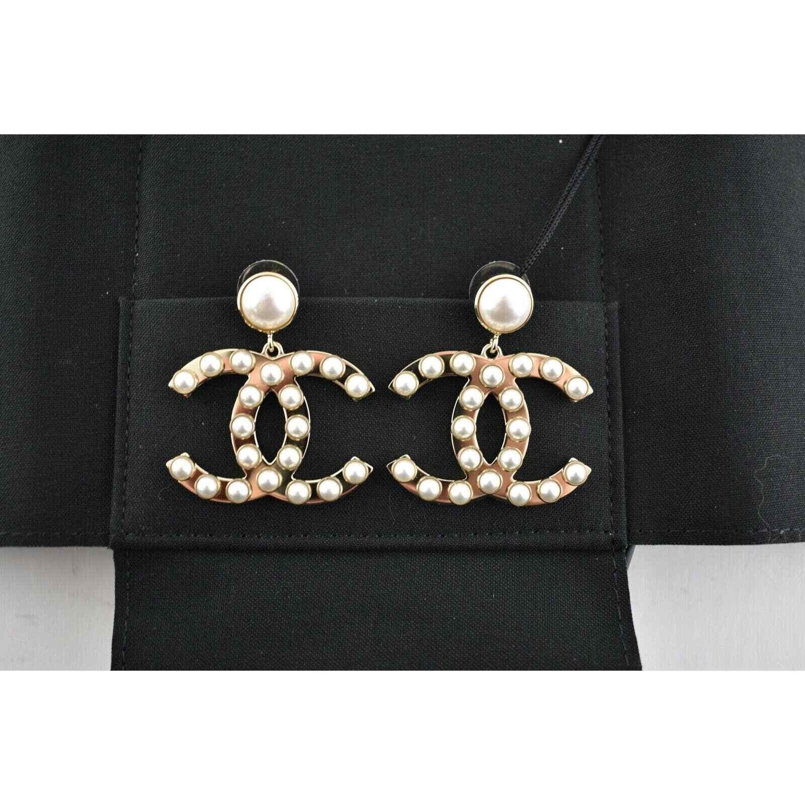 Chanel Chanel Gold Pearl Metal Dangle Drop Statement Earrings Size ONE SIZE - 6 Thumbnail