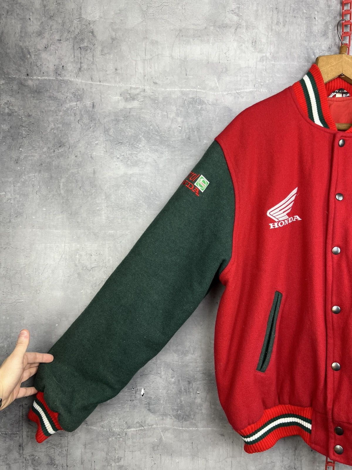 Honda Vintage Honda Castrol Racing Heavy Wool Bomber Jacket Xl Size US XL / EU 56 / 4 - 11 Thumbnail