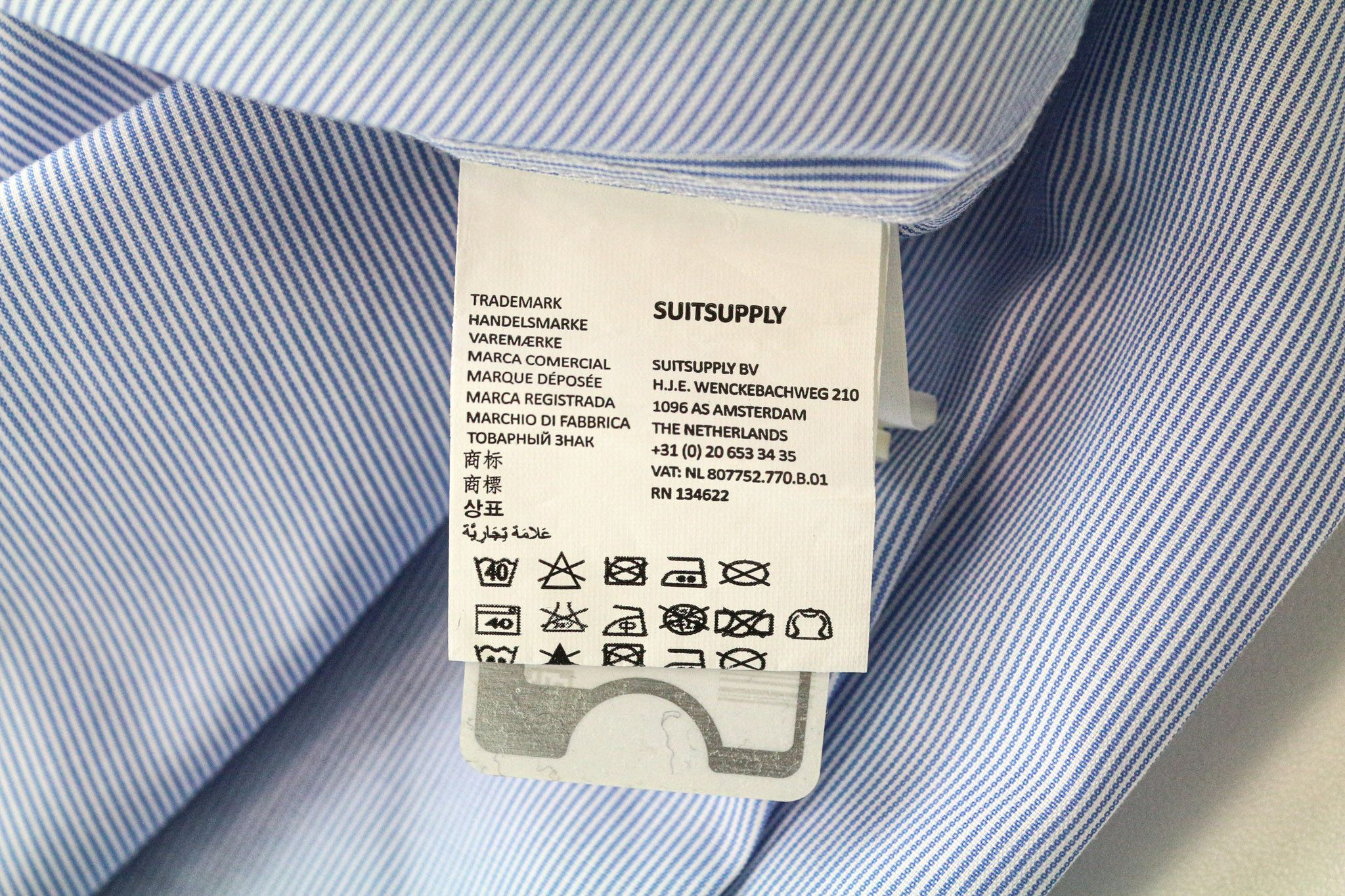 Suitsupply 40/15 3/4 Extra Slim Blue Cotton Striped Shirt 77216 Size 40R - 6 Thumbnail