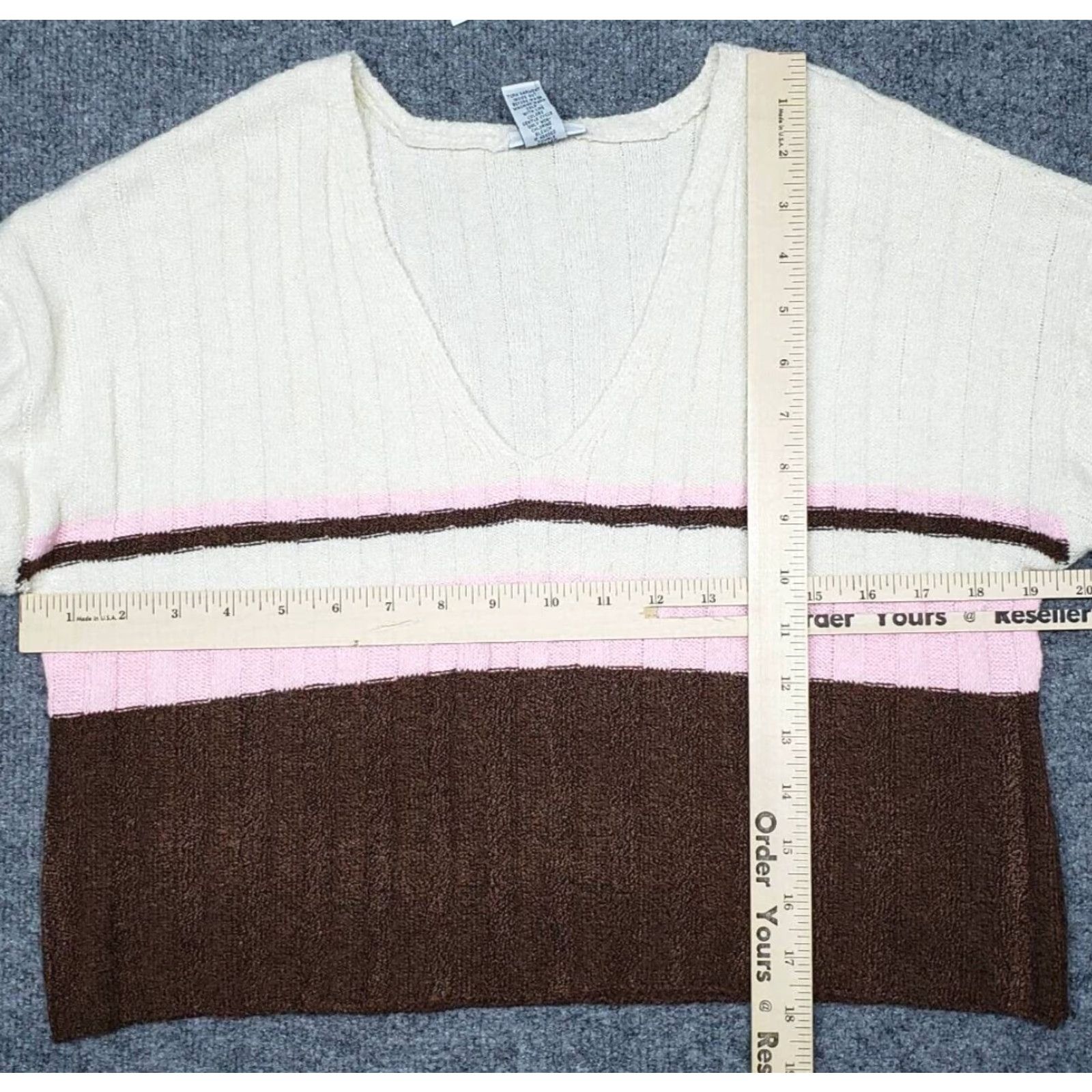 Vintage **Rue21 Women's S Pullover V-Neck Striped Long Sleeve Brown Cropped New** User: Rue21 Women's S Pullover V-Neck Striped Long Sleeve Brown Cropped New Size S / US 4 / IT 40 - 7 Thumbnail