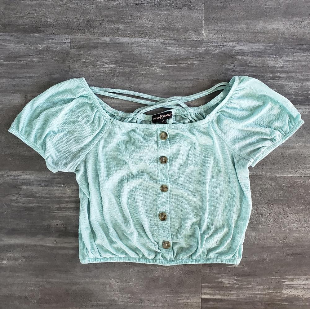 Almost Famous Light Blue AF Cropped Short Sleeve Size M / US 6-8 / IT 42-44 - 1 Thumbnail