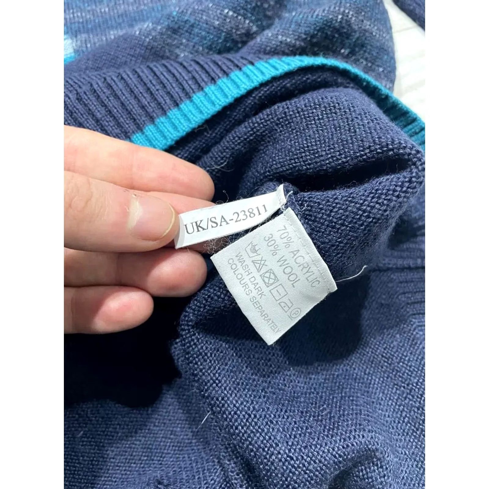 Yves Saint Laurent VINTAGE Saint Laurent Sweater Wool Big Logo YSL Luxury Men Size L Blue Pullover Crew Neck Knit Logo 90s Size US L / EU 52-54 / 3 - 5 Thumbnail
