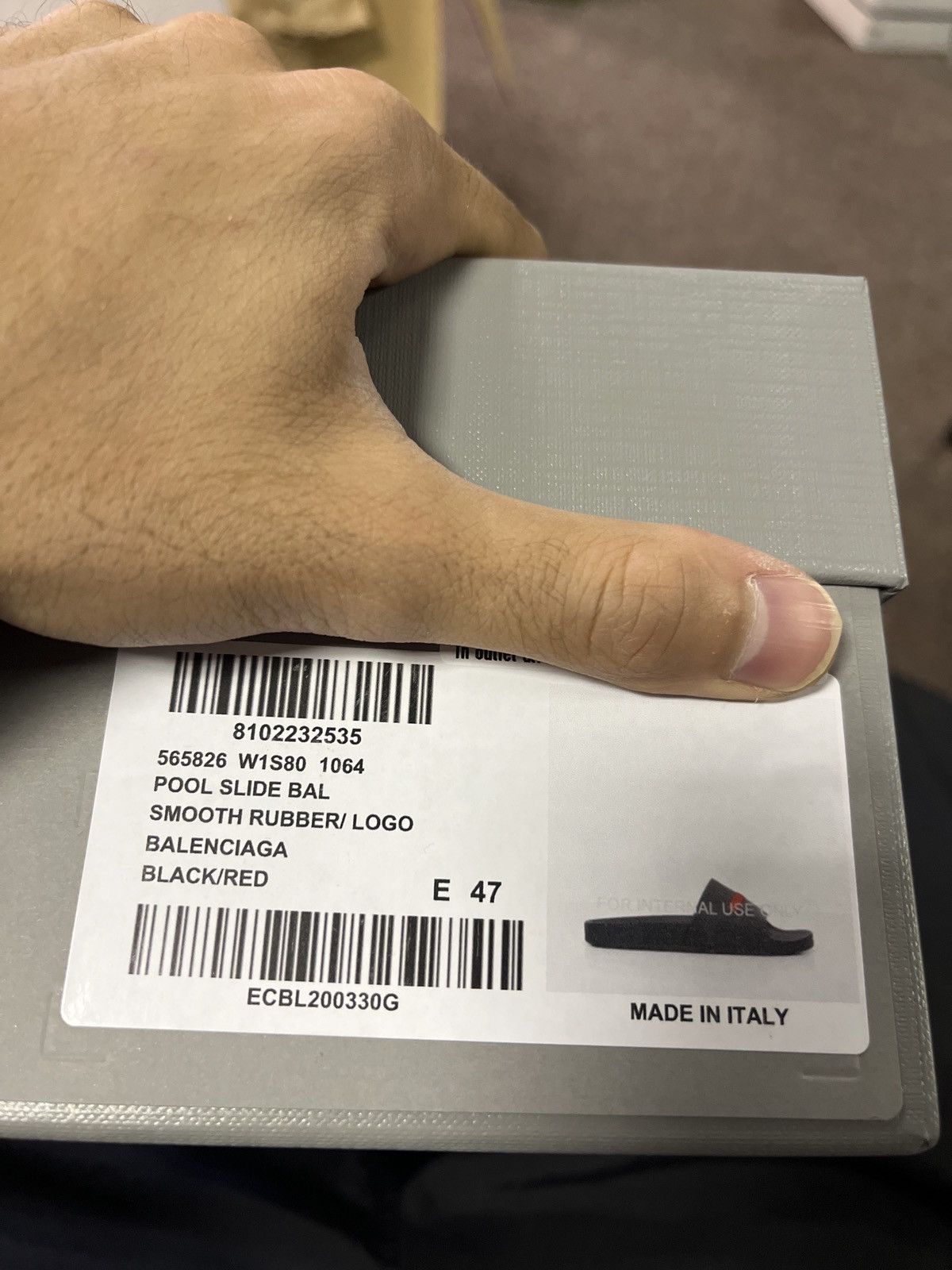 Balenciaga o1rshd1 Smooth Rubber Logo Pool Slide in Black/Red Size US 14 / EU 47 - 9 Thumbnail