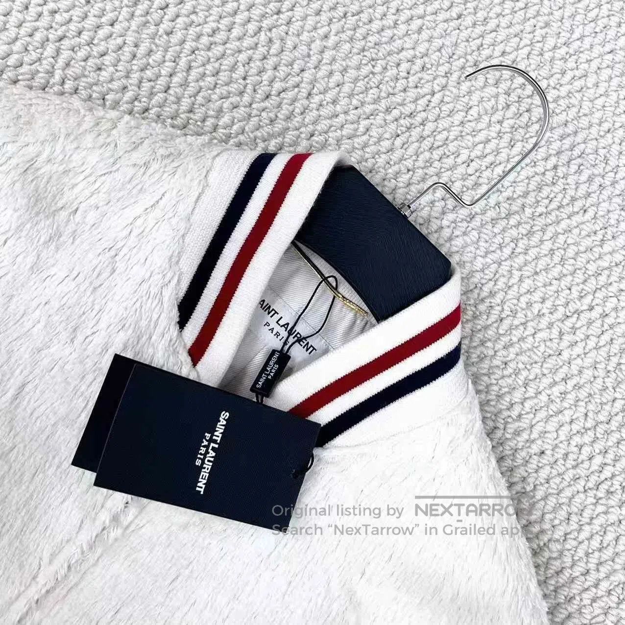 Saint Laurent Paris Saint Laurent White Teddy Baseball Jacket. Size US M / EU 48-50 / 2 - 3 Thumbnail
