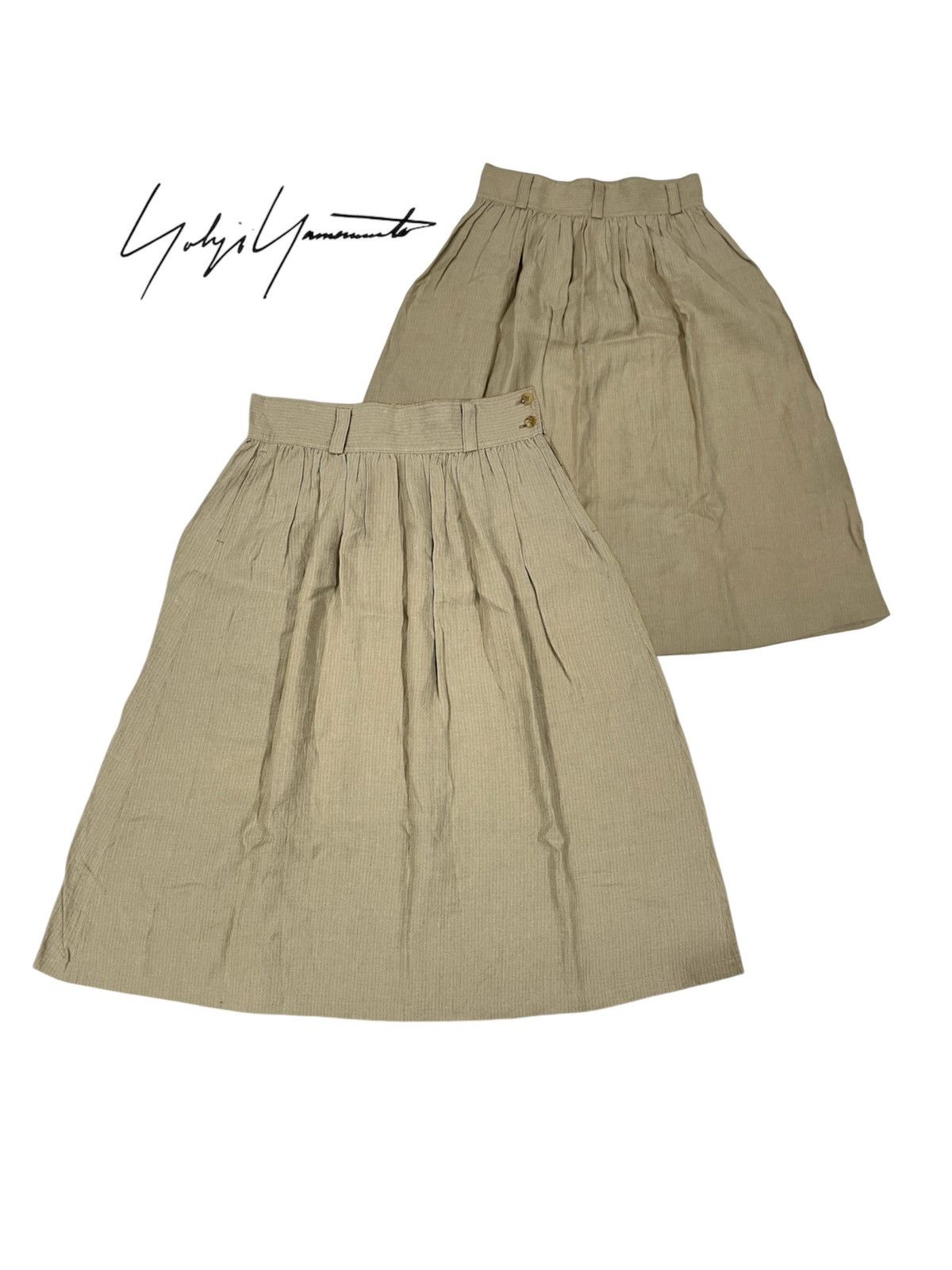 Japanese Brand × Yohji Yamamoto Yohji Yamamoto Linen Brown Plain Midi Skirt Size 34" / US 12 / IT 48 - 1 Thumbnail