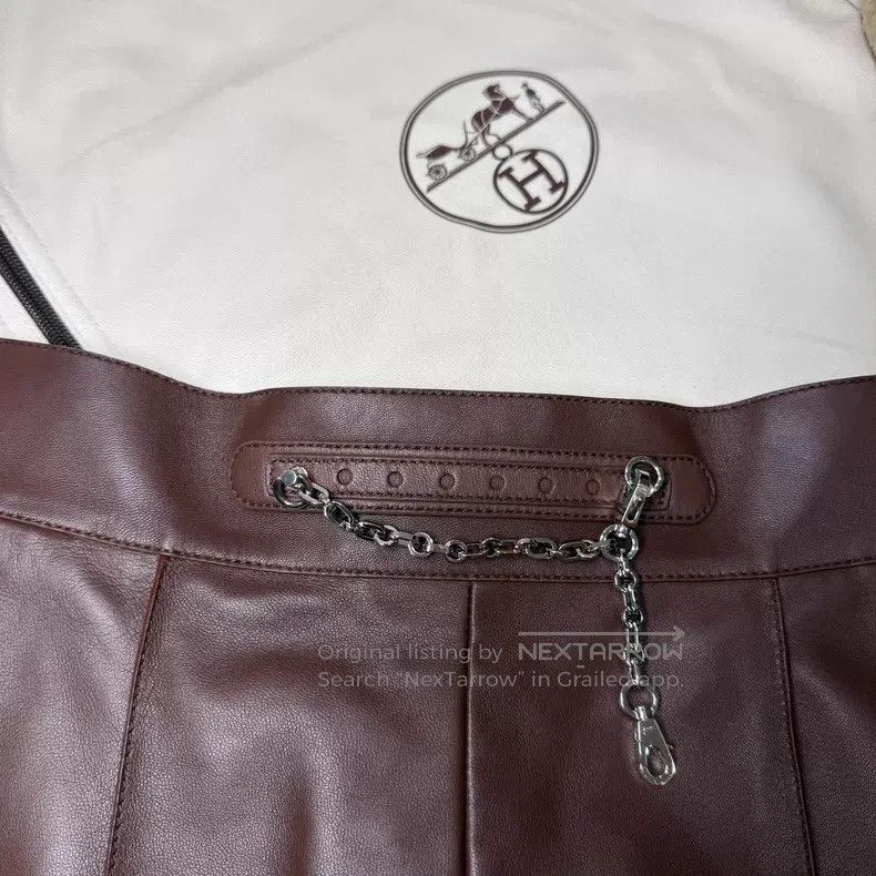 Hermes Hermes Burgundy Sheepskin Waist Chain Short Pants Size 25" / US 0 / IT 36 - 3 Thumbnail